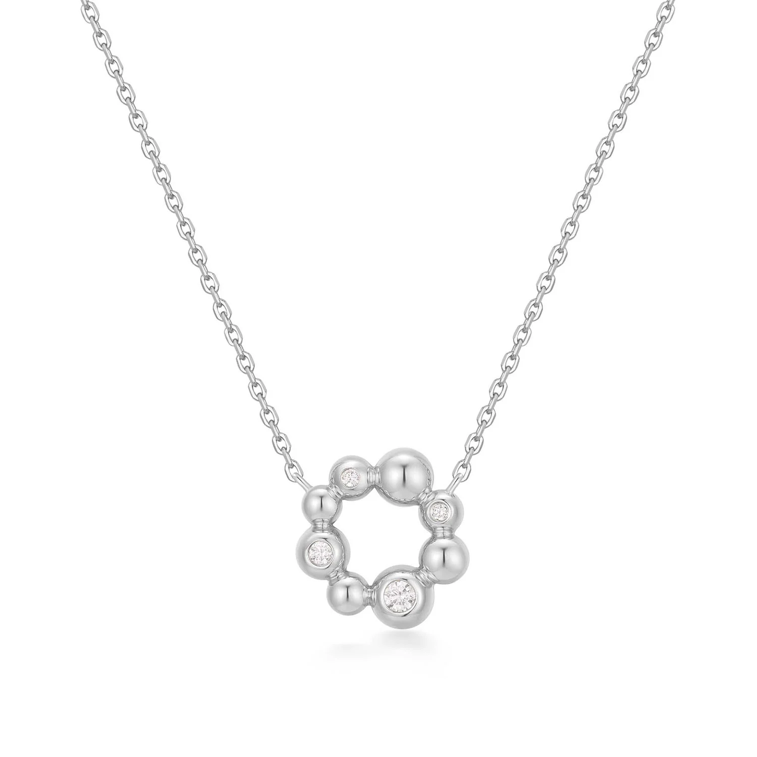 Ania Haie Melodic Poet Silver Asym. Beaded Circle Necklace S AH-N066-03H