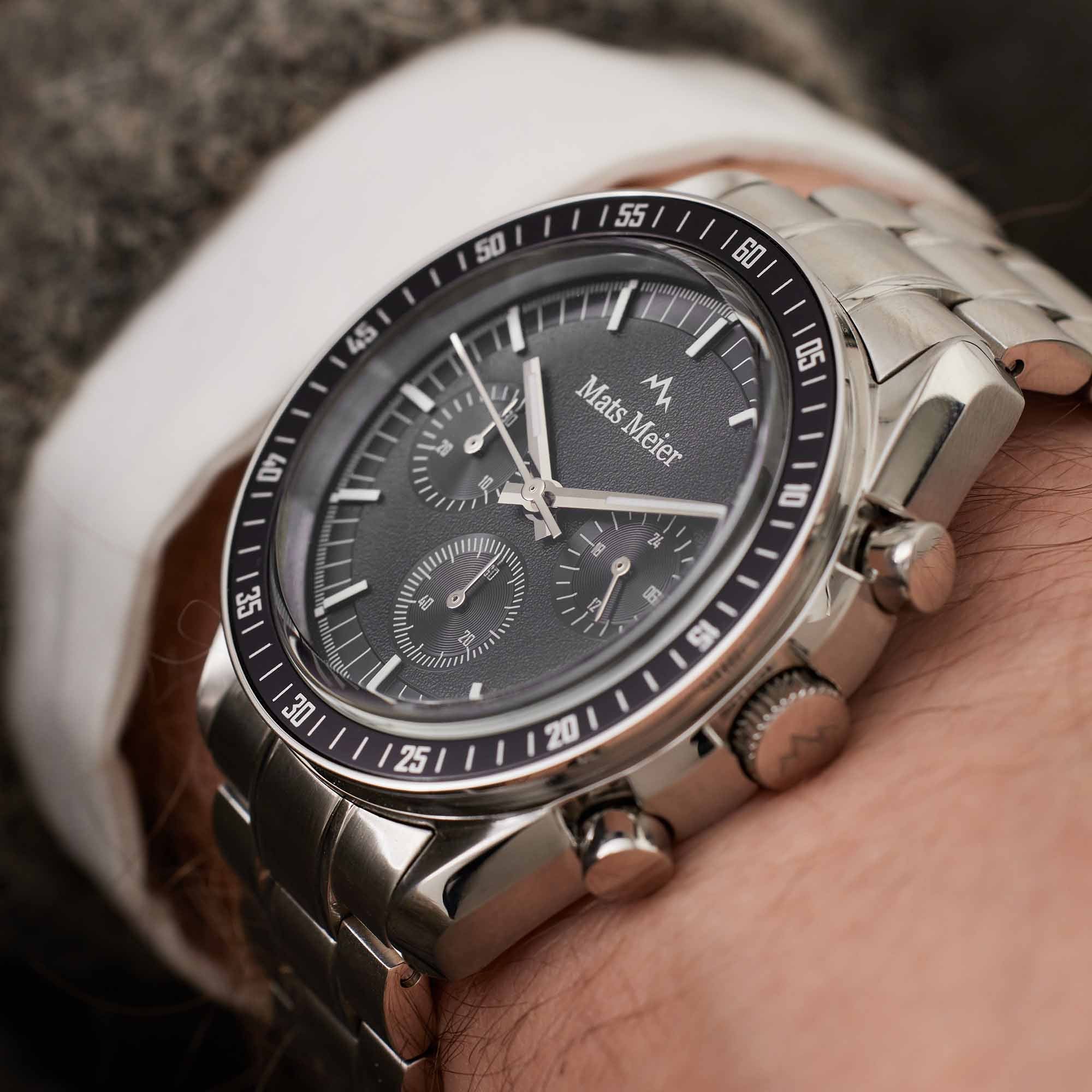 Mats Meier Arosa Racing Chronograaf Herenhorloge Zilverkleurig en Zwart MM50012 - Image 3