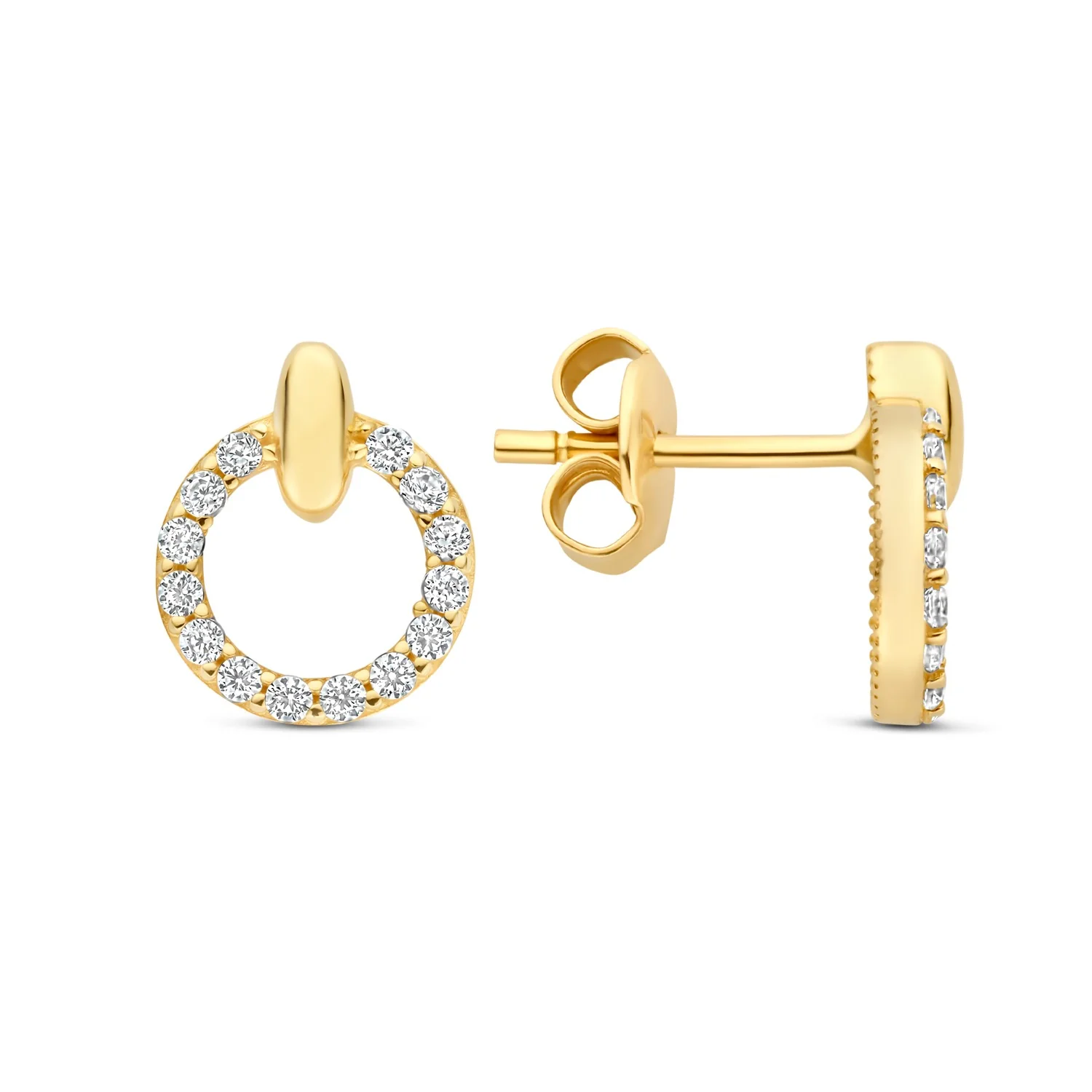 Beloro Jewels Monte Napoleone Irene 9 karaat oorknoppen met zirconia stenen BO360124 - Image 4