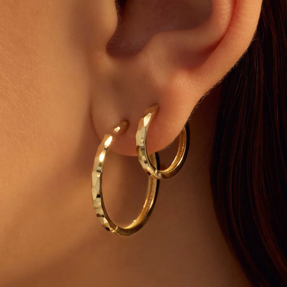 Beloro Jewels Quadrilatero d'Ora Marina 9 karaat oorringen met diamond cut BO360090 - Image 3