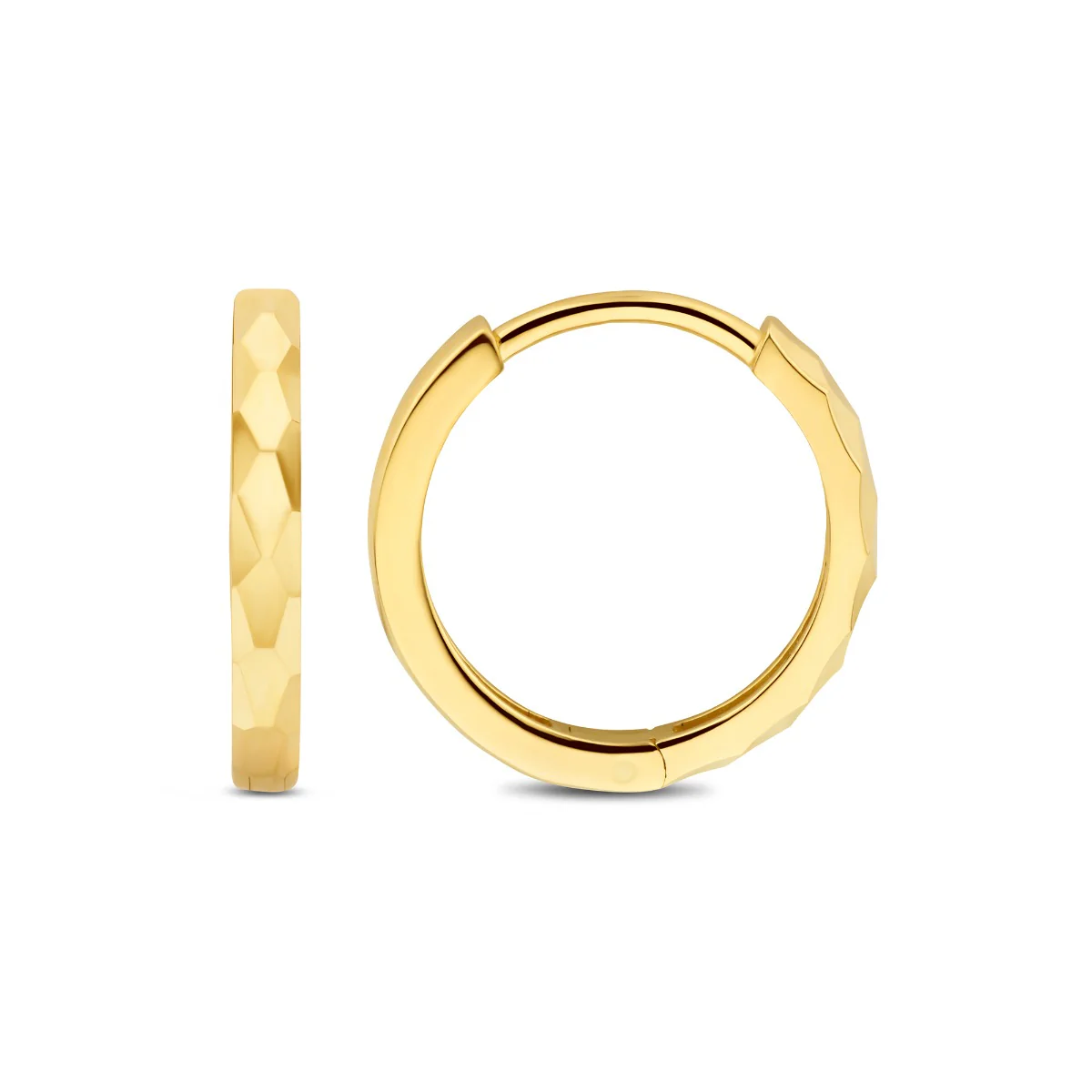 Beloro Jewels Quadrilatero d'Ora Marina 9 karaat oorringen met diamond cut BO360090 - Image 4