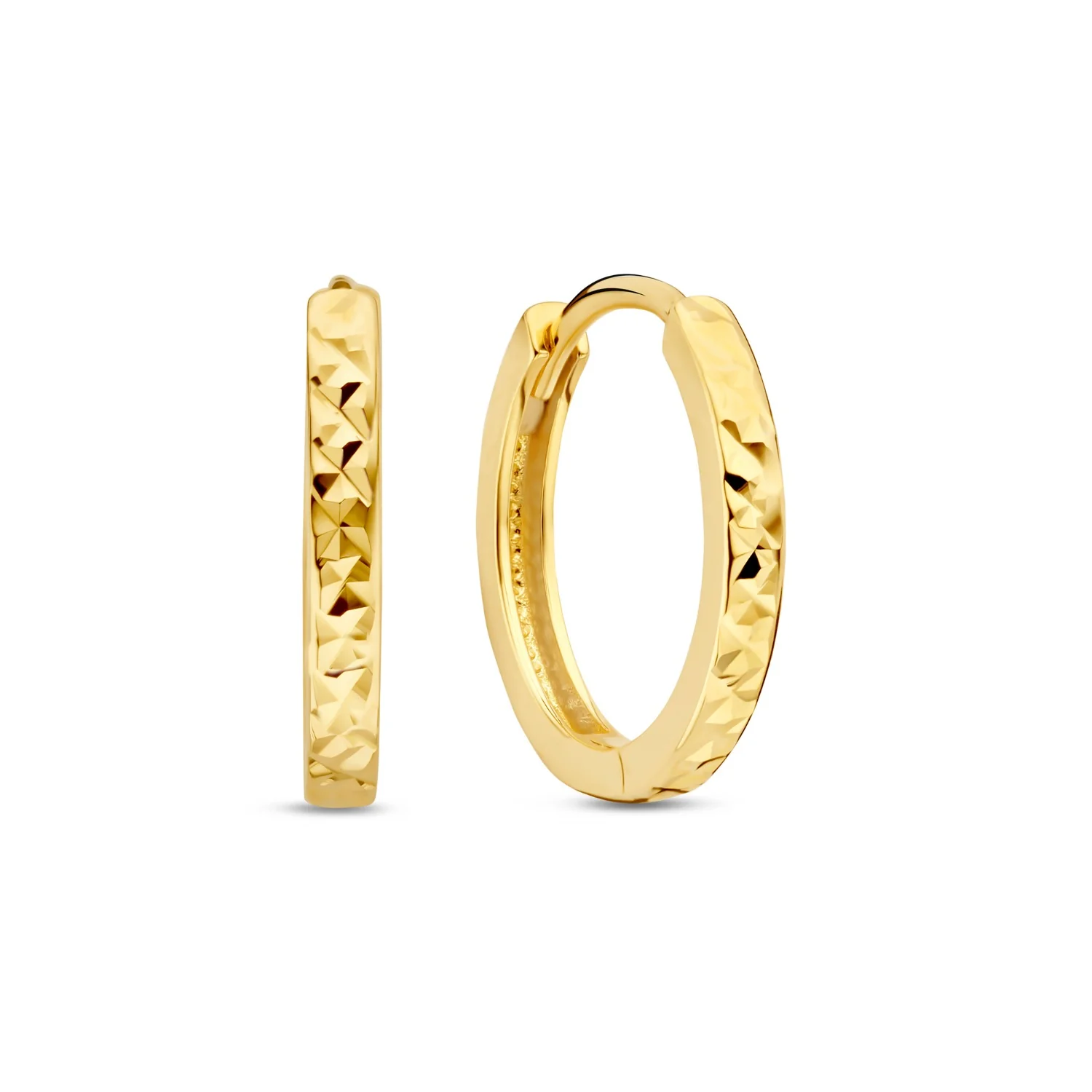 Beloro Jewels Regalo d'Amore 9 karaat gouden oorringen cadeauset met diamantgeslepen afwerking BO90042 - Image 4