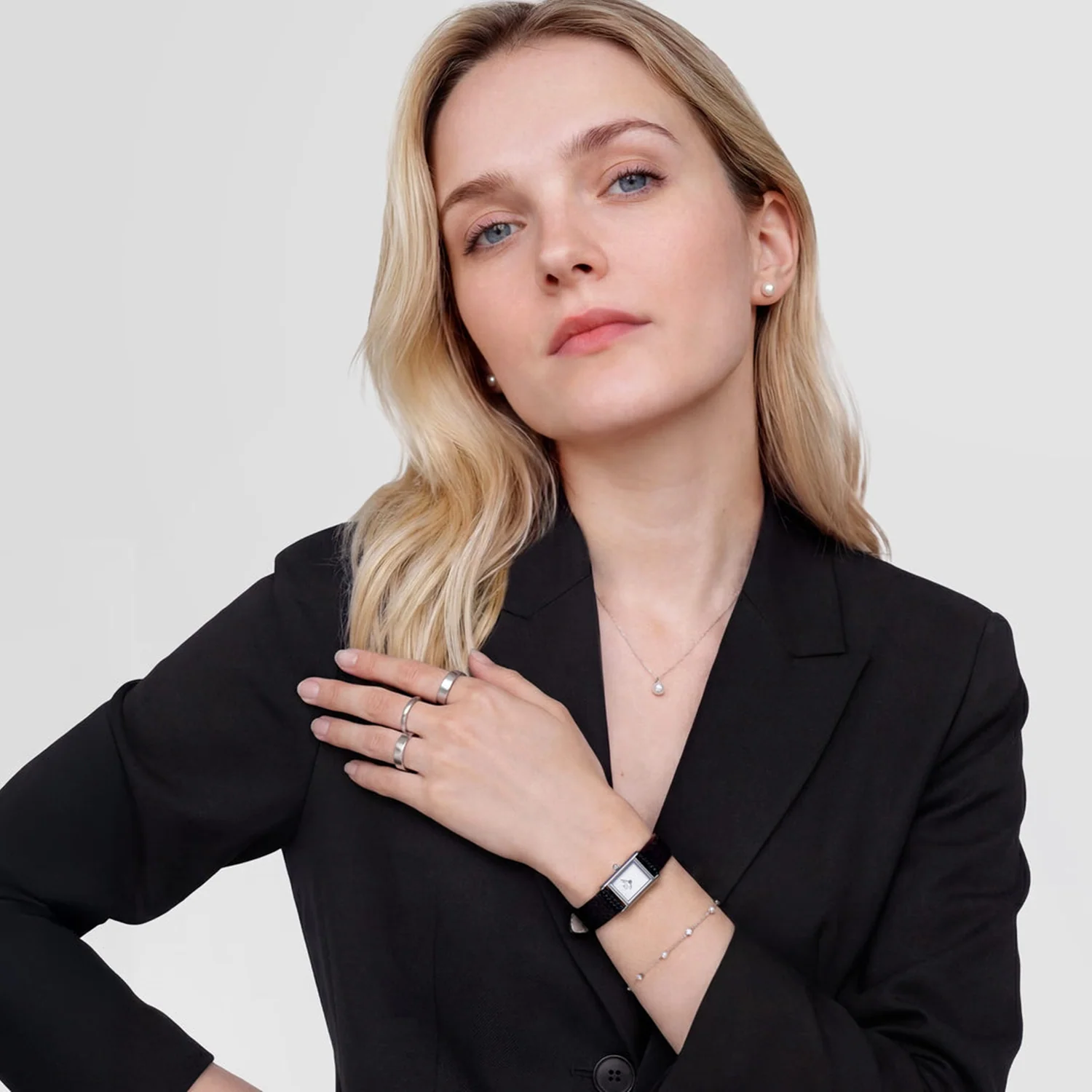 Daniel Wellington Bound Mini Black Lizard Zilverkleurig Dameshorloge DW00100901 - Image 2