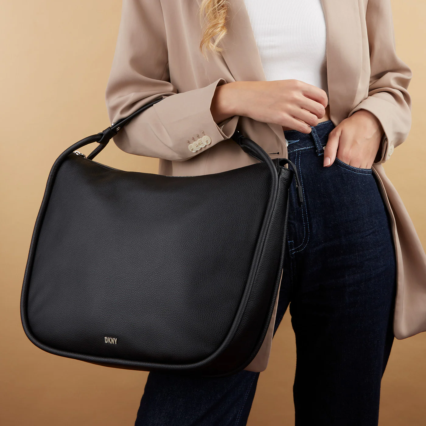 DKNY Phoebe Black Leather Handbag R23CAU01-BSV - Image 2