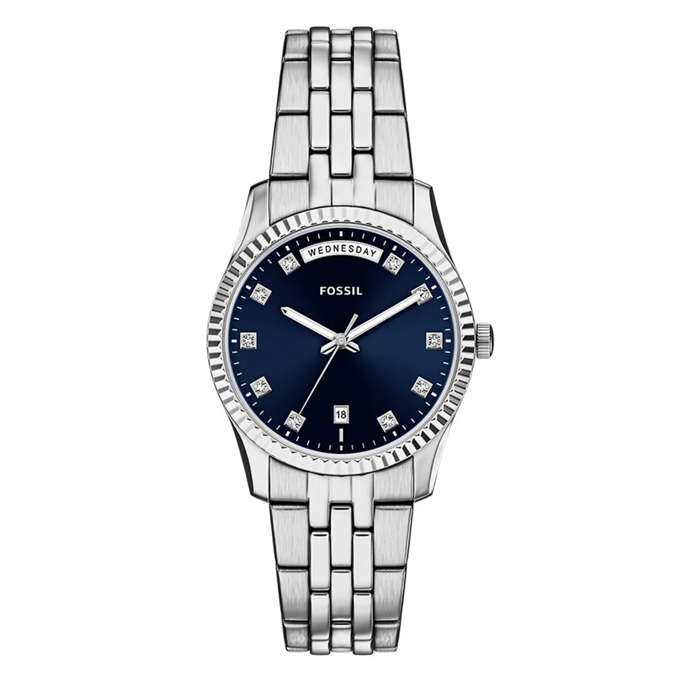 Fossil Scarlette Round Blue Dial Watch ES5457
