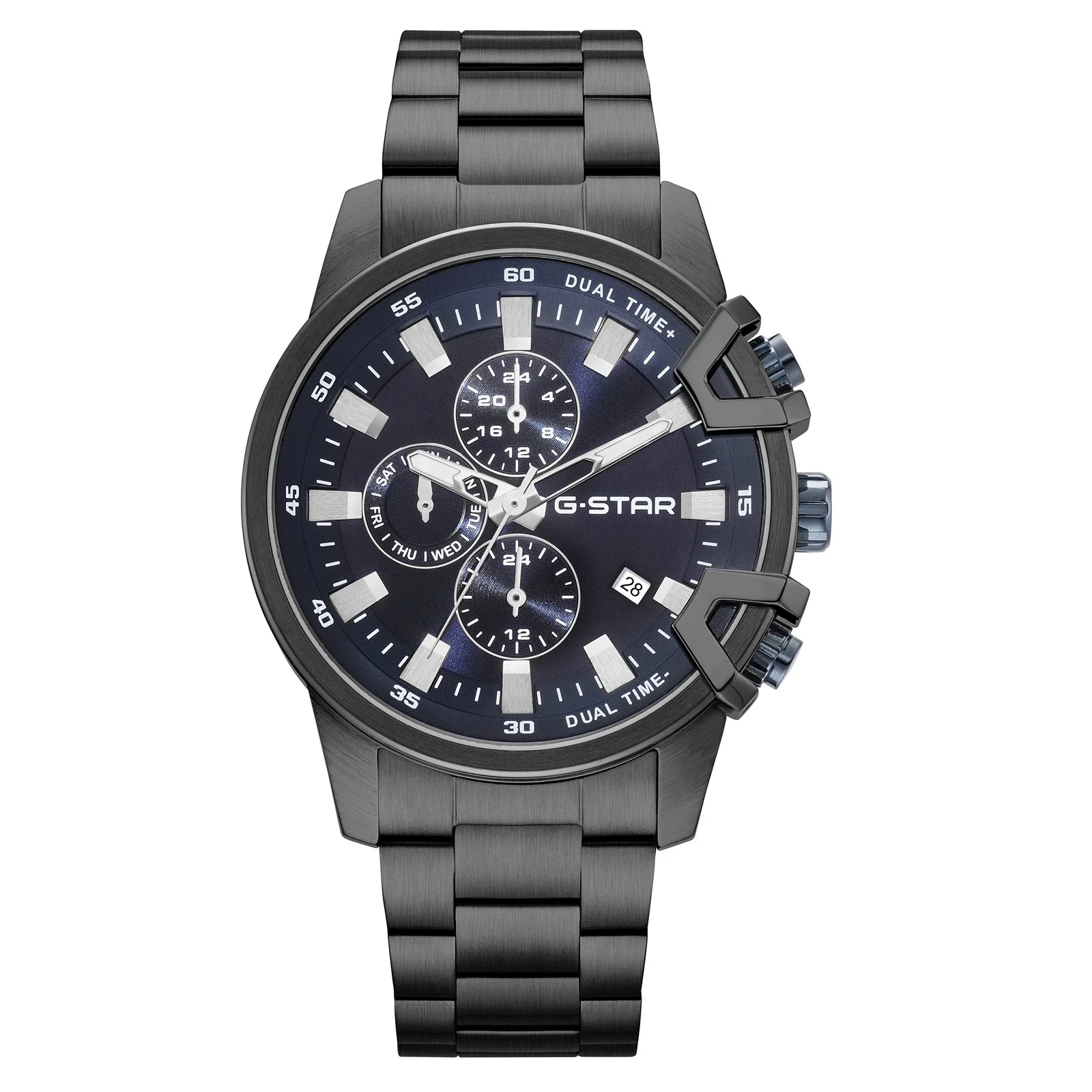 G-STAR Bend3D Zwart Herenhorloge met Blauwe Wijzerplaat GSW.505.05