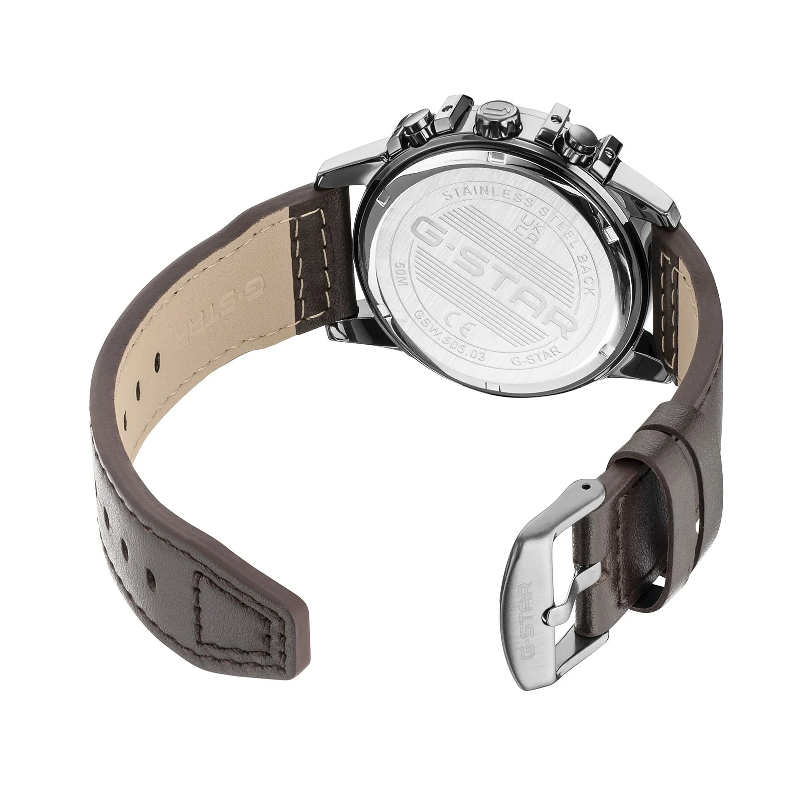 G-STAR Bend3D Groen Herenhorloge met Bruine Leren Band GSW.505.03 - Image 4
