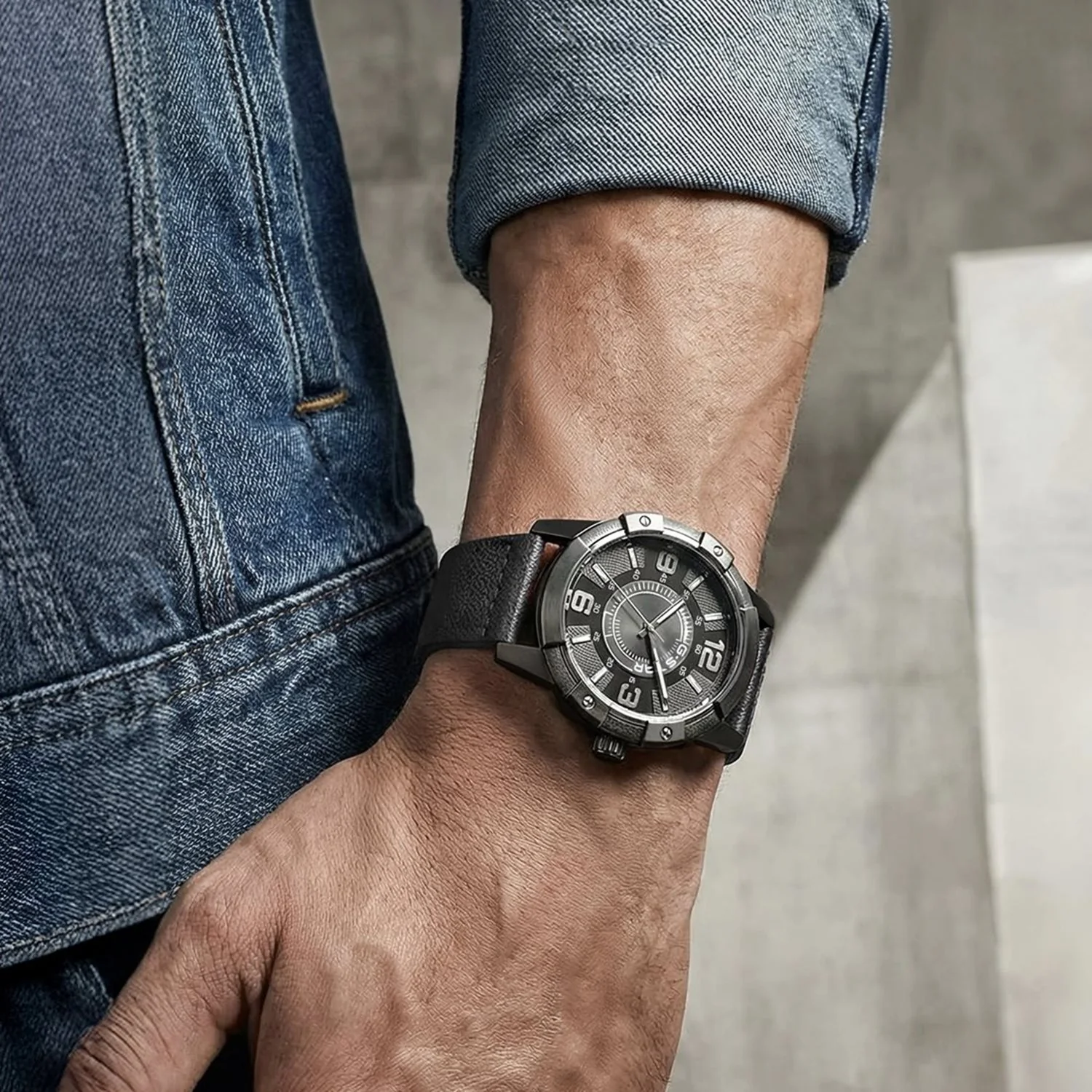 G-STAR Constructed Zwart Leren Herenhorloge GSW.506.02 - Image 2