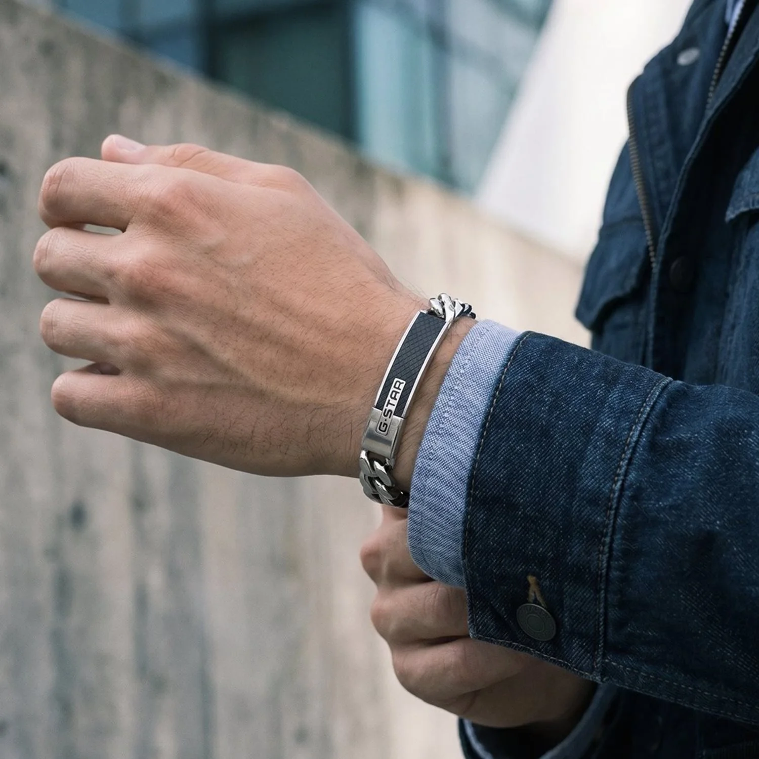 G-STAR Mtrx Zilveren en Zwarte Stalen Armband GSJ.105.02 - Image 2