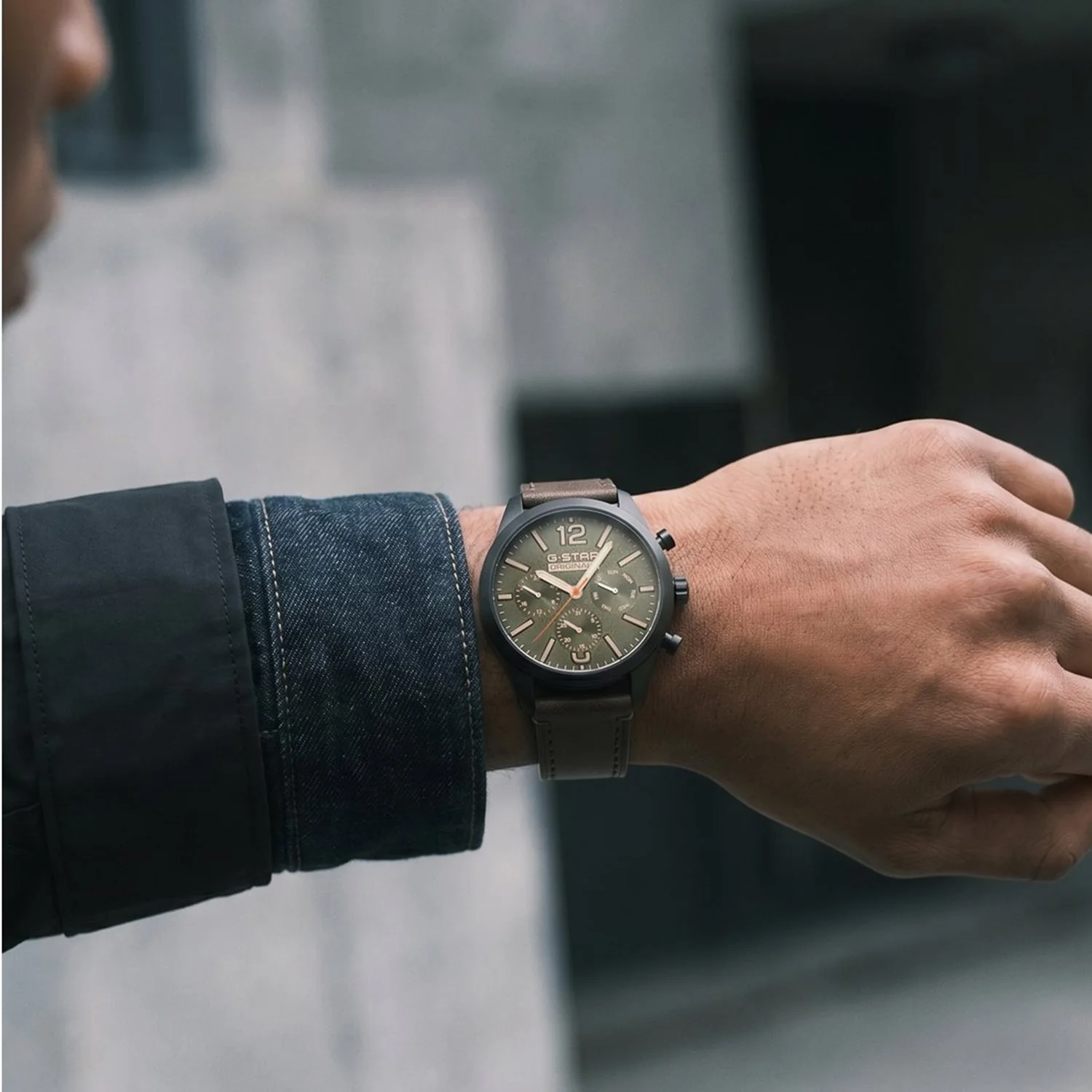 G-STAR Originals Zwart Stalen Herenhorloge met Bruine Leren Band GSW.504.03 - Image 2