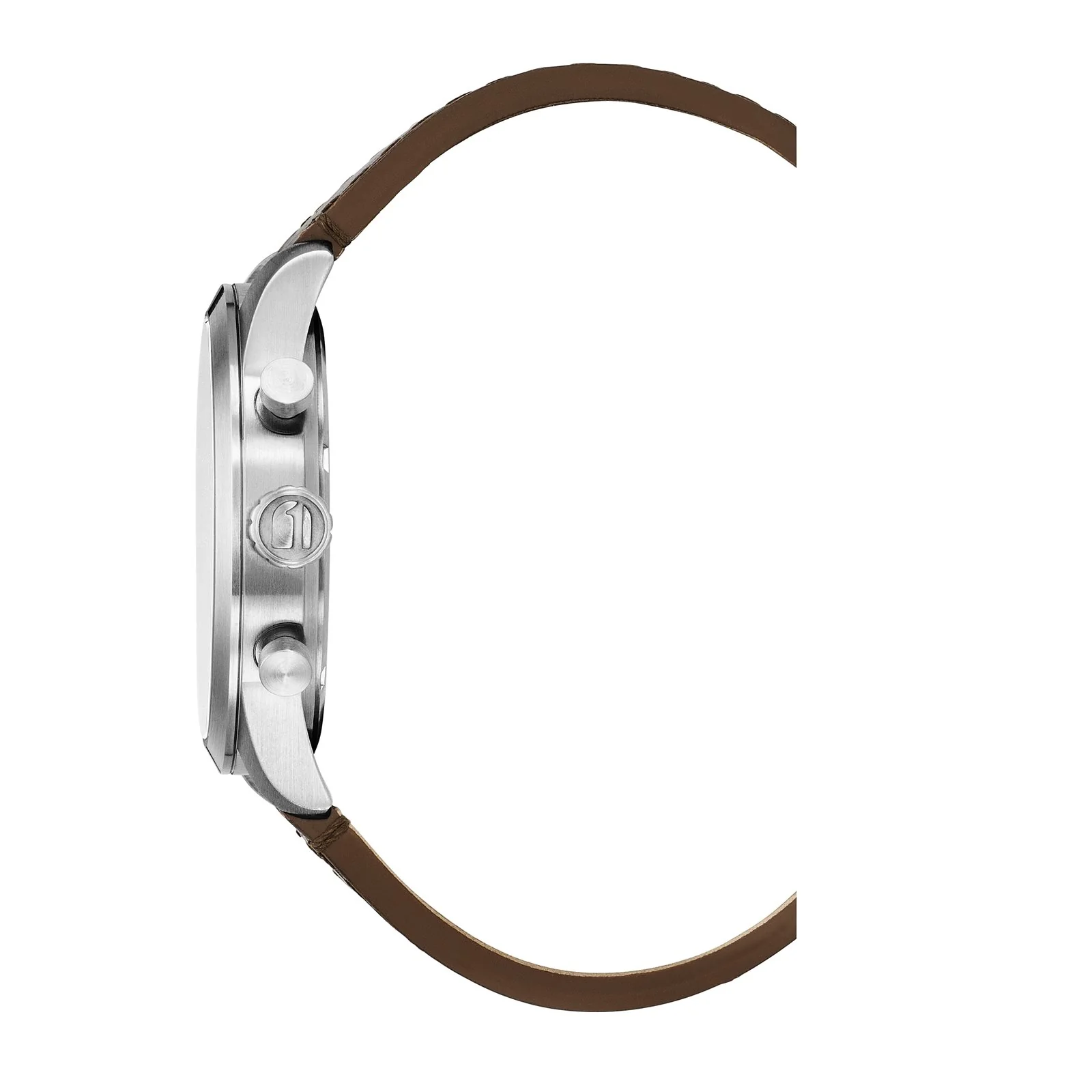 G-STAR Originals Zilverkleurig Stalen Herenhorloge met Bruine Leren Band GSW.504.01 - Image 4