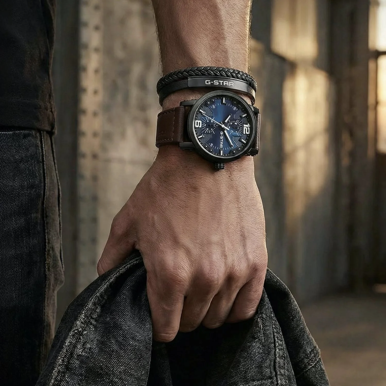 G-STAR Rovic Zwart met Blauwe Wijzerplaat Herenhorloge GSW.509.04 - Image 2