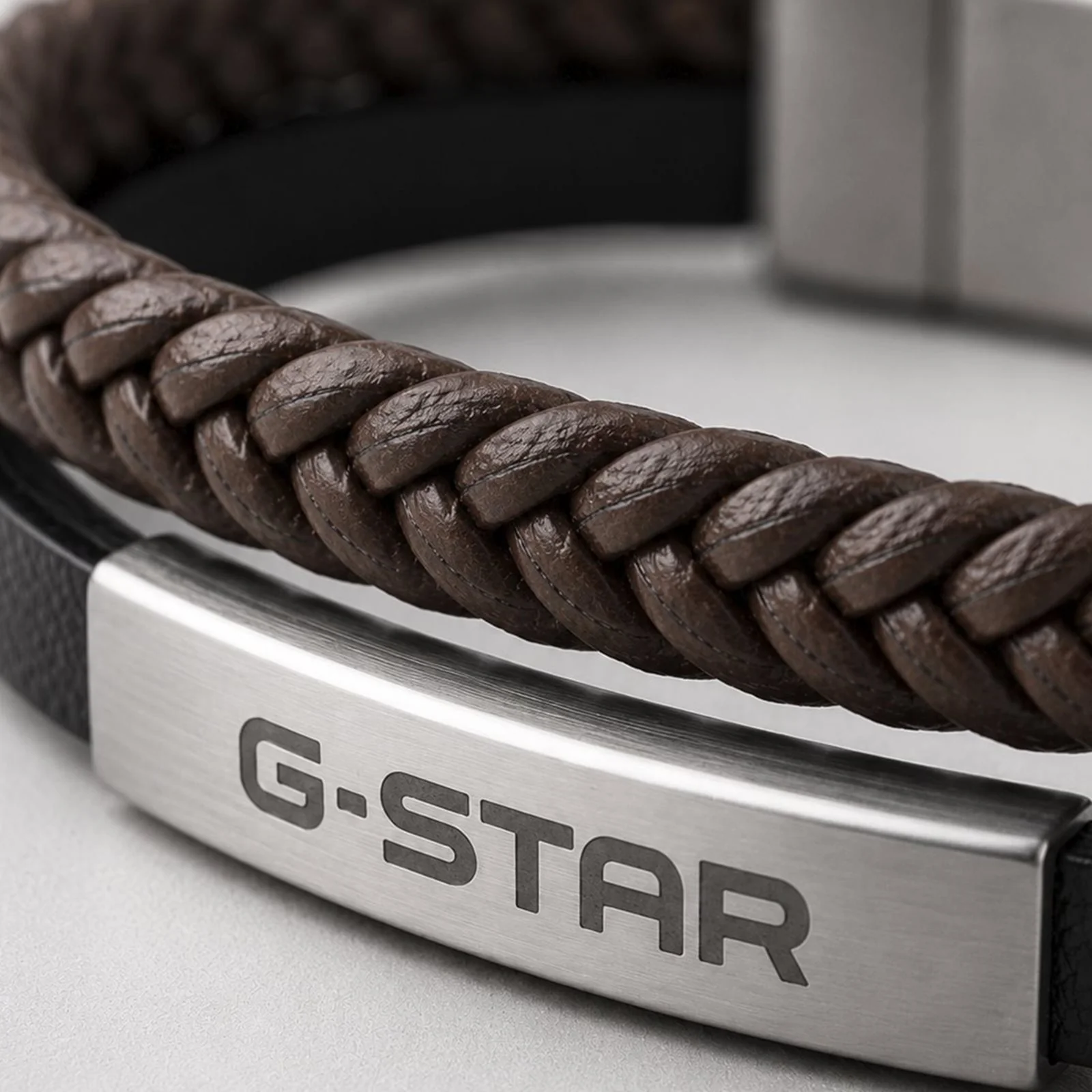G-Star Tether02P Zilveren en Zwart Lederen Armband GSJ.109.02 - Image 3