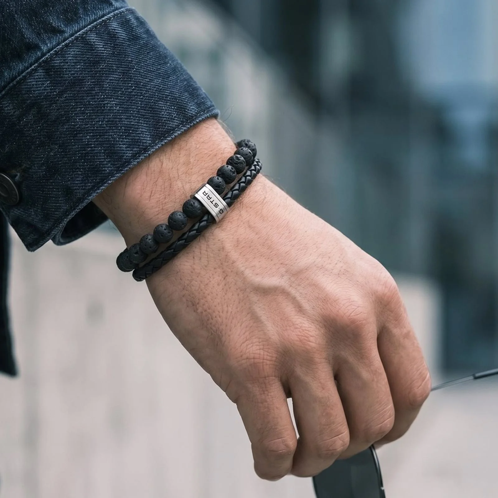 G-STAR Tether02R Zwart Gevlochten Leren Armband GSJ.110.03 - Image 2
