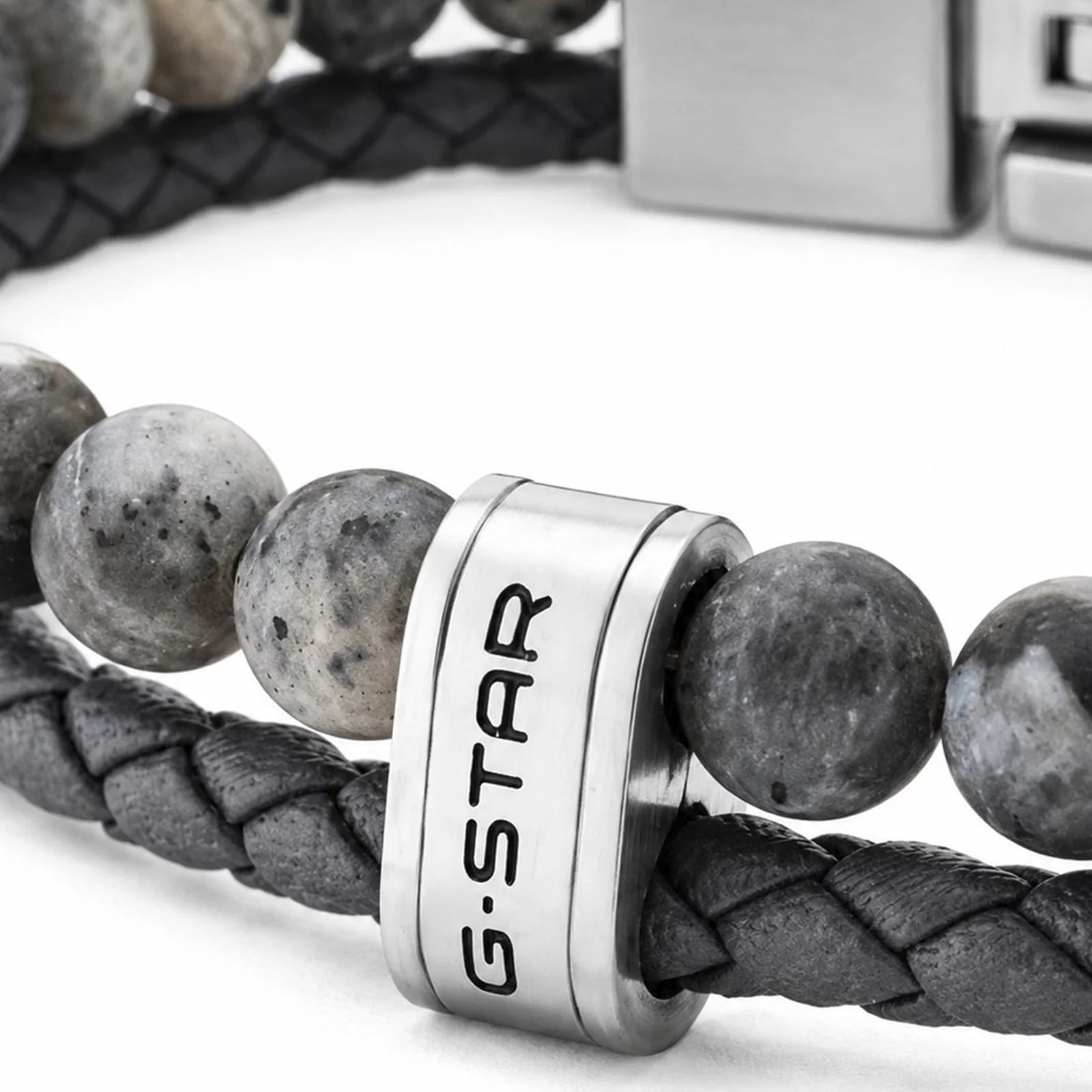 G-STAR Tether02R Grijze Gevlochten Leren Armband GSJ.110.04 - Image 3