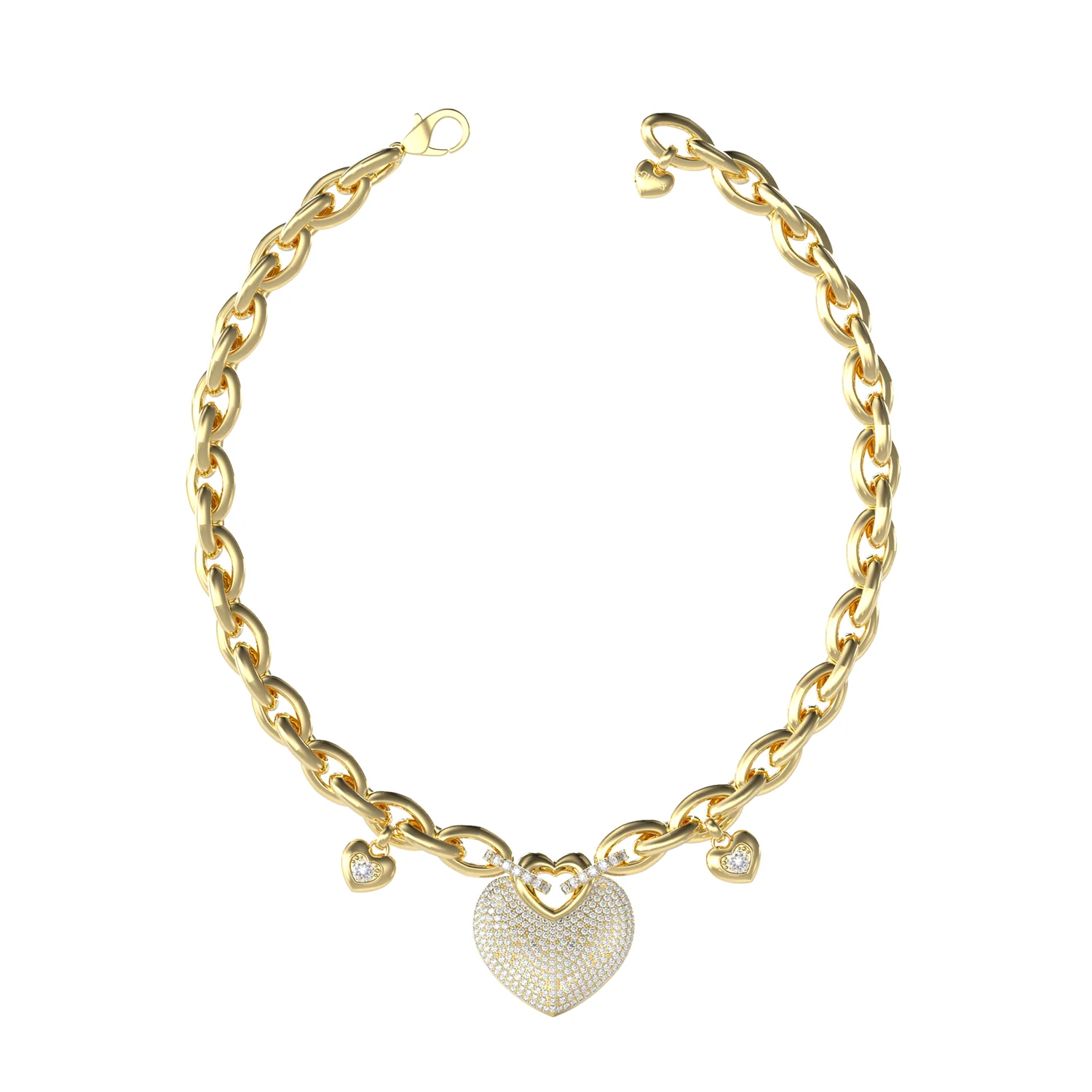 Guess Crazy In Love Gold Necklace JUBN05205JWYGT-U