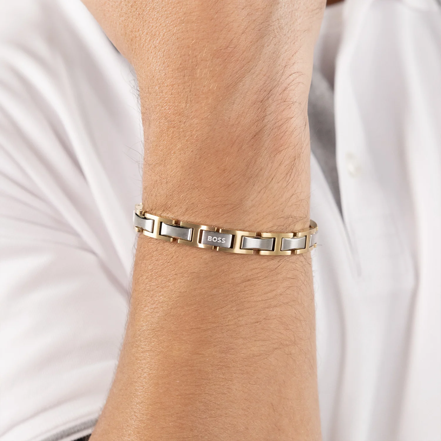 Hugo Boss Roestvrij Staal Bicolor Heren Schakelarmband HBJ1580793 - Image 2