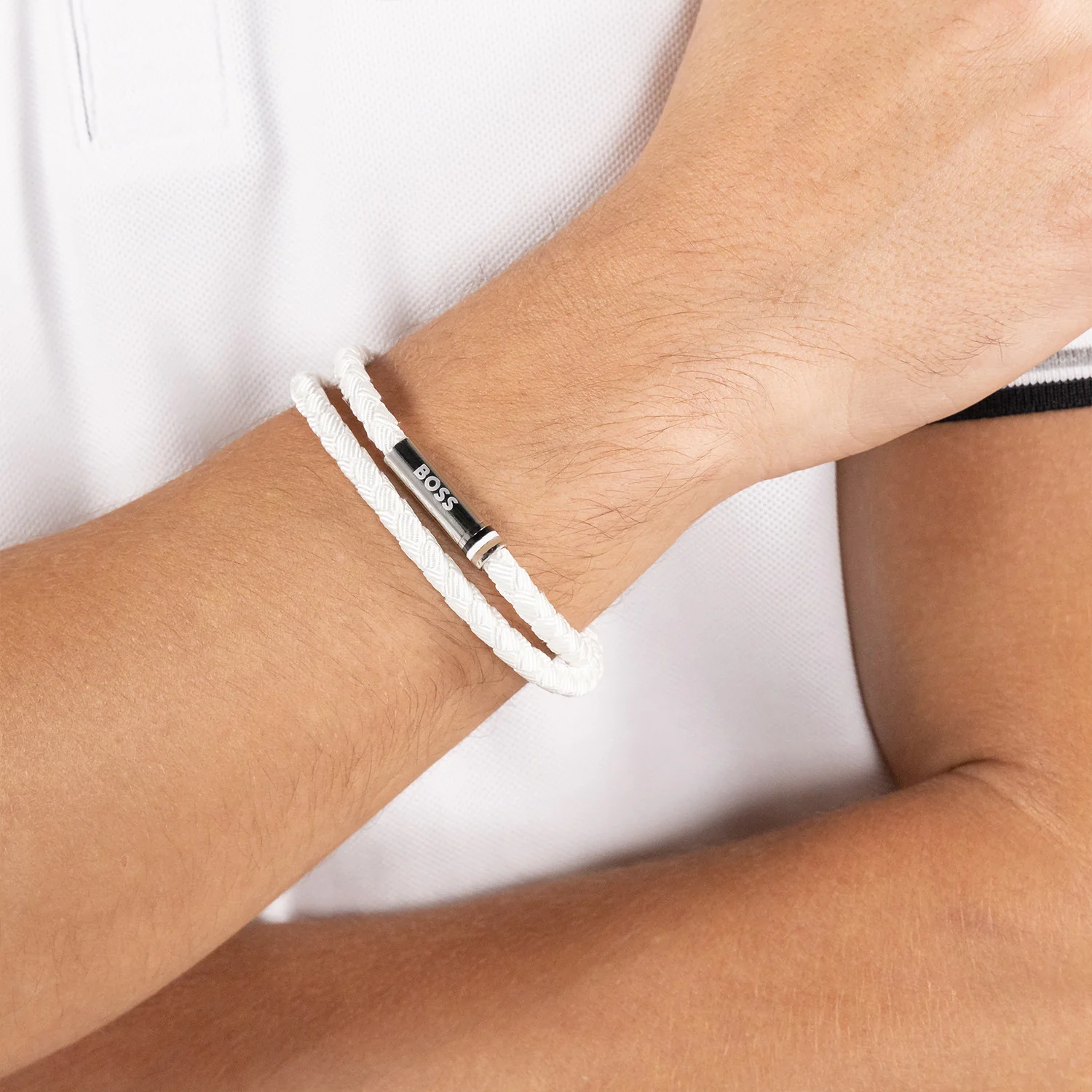 Hugo Boss Synthetische Vezel Witte Heren Gevlochten Armband HBJ1580798 - Image 2