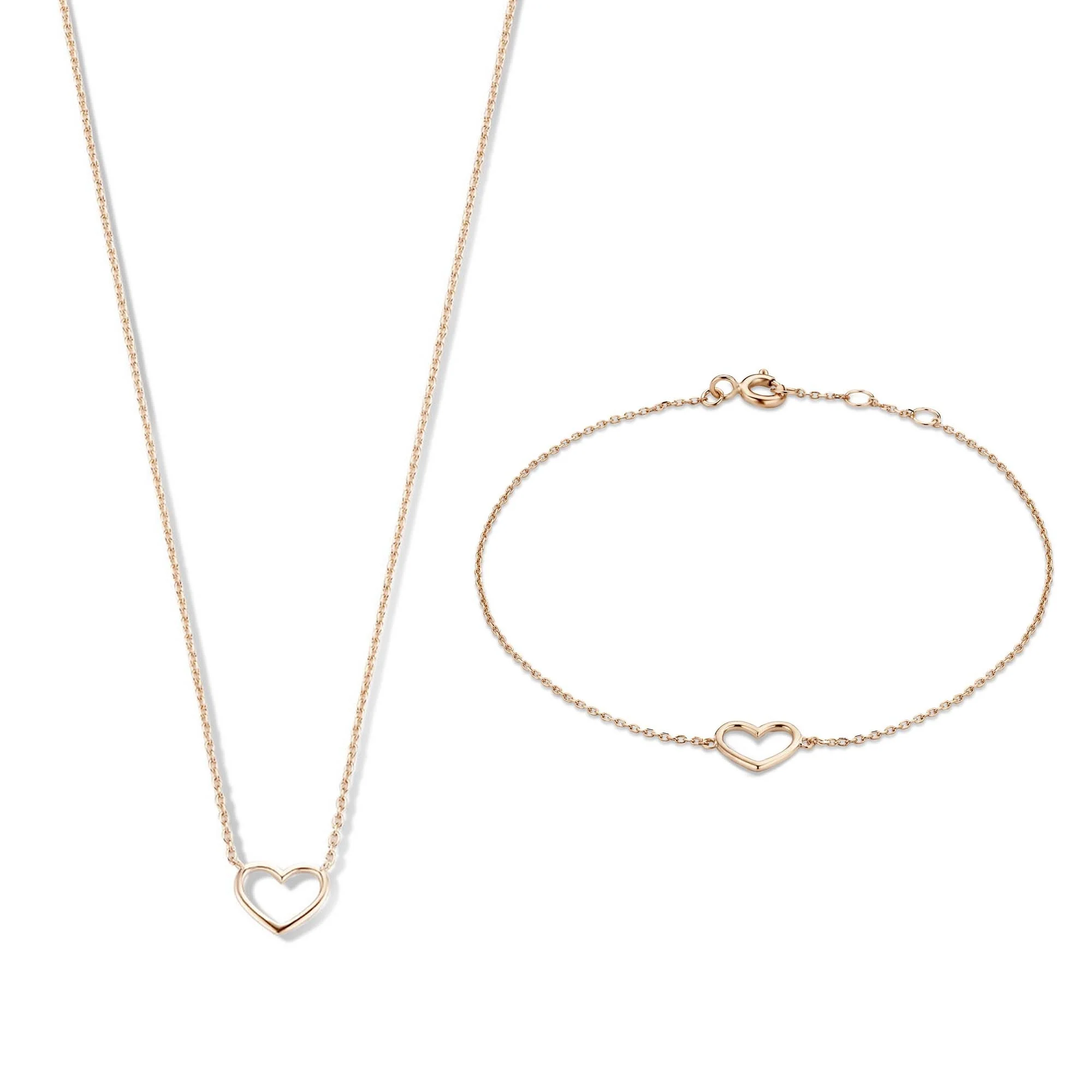 Isabel Bernard Cadeau d'Isabel 14 karaat rosé gouden collier en armband giftset IB90060