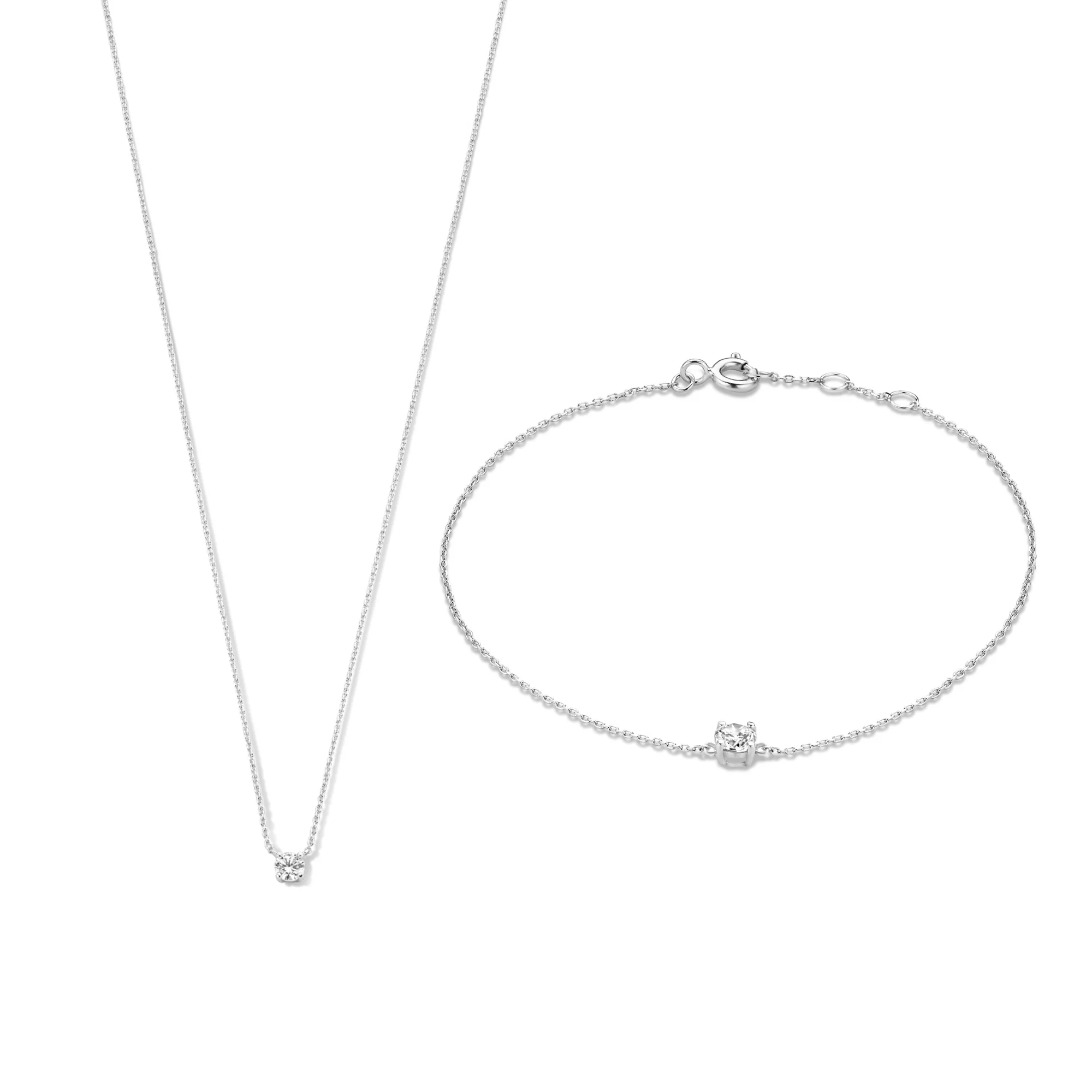 Isabel Bernard Cadeau d'Isabel 14 karaat witgouden collier en armband giftset IB90030