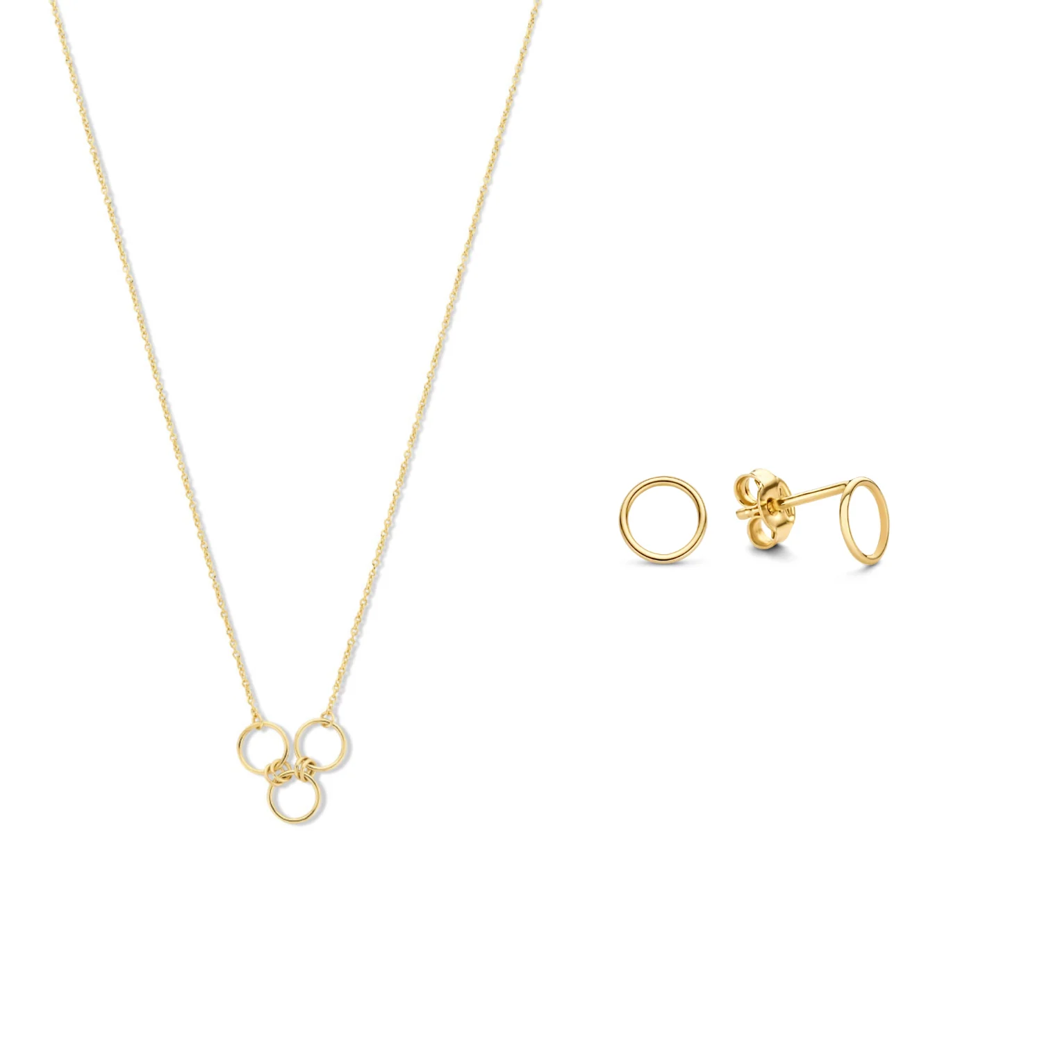 Isabel Bernard Cadeau d'Isabel 14 karaat gouden ketting en oorbellen giftset met ringen IB90180