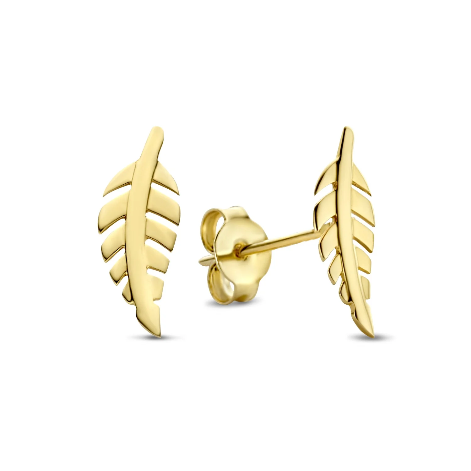 Isabel Bernard Cadeau d'Isabel 14 karaat gouden ketting en oorknopjes giftset met veertjes IB90186 - Image 5