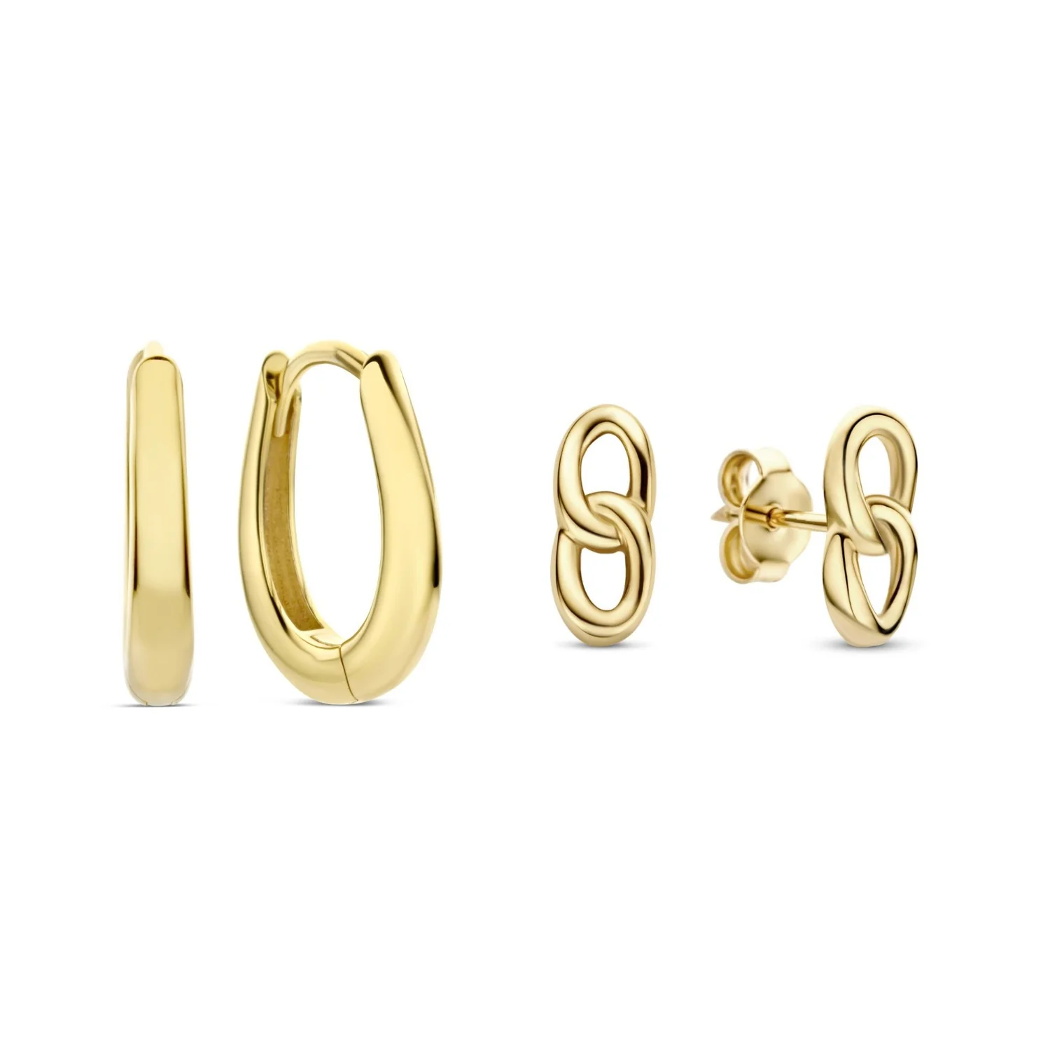 Isabel Bernard Cadeau d'Isabel 14 karaat gouden oorbellenset met schakels IB90183