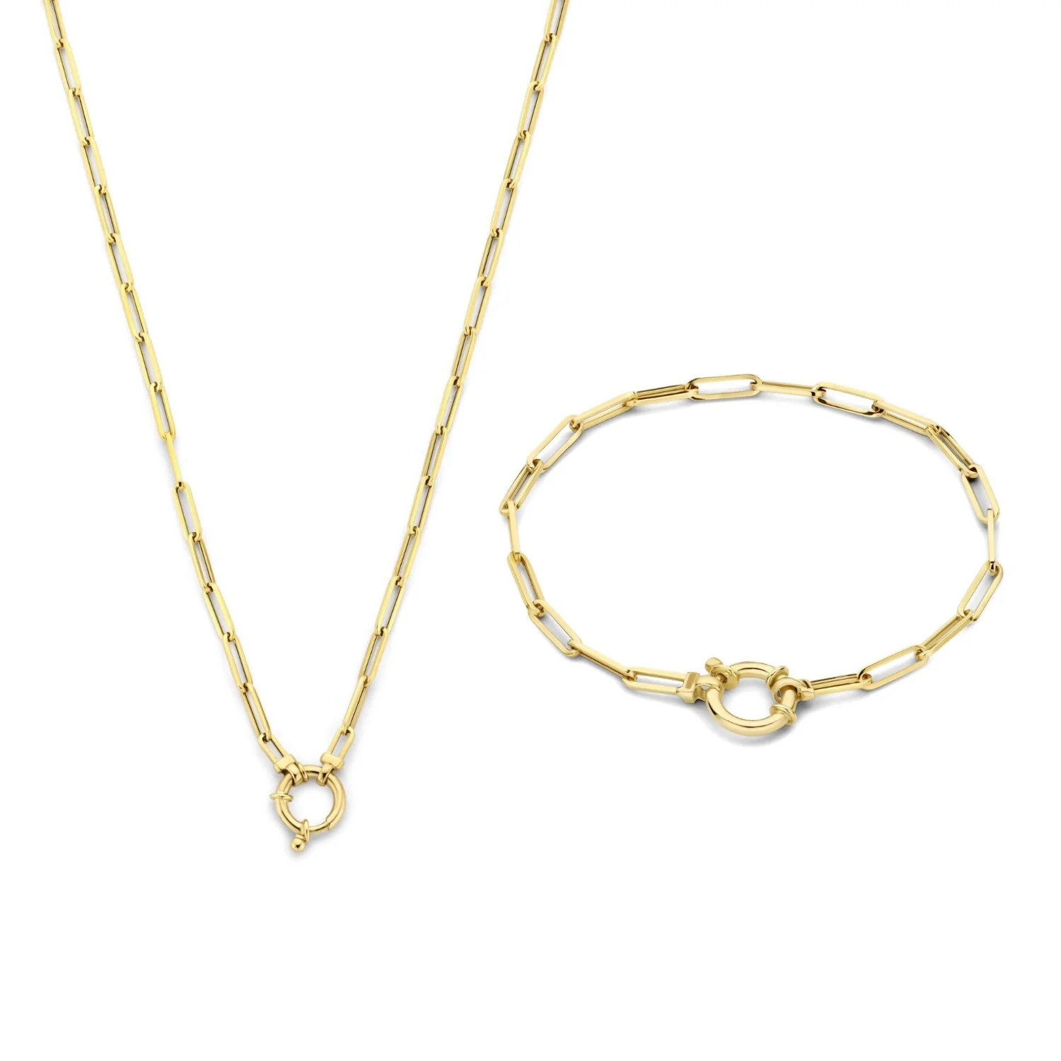 Isabel Bernard Cadeau d'Isabel 14 karaat gouden schakelketting en schakelarmband giftset IB90184