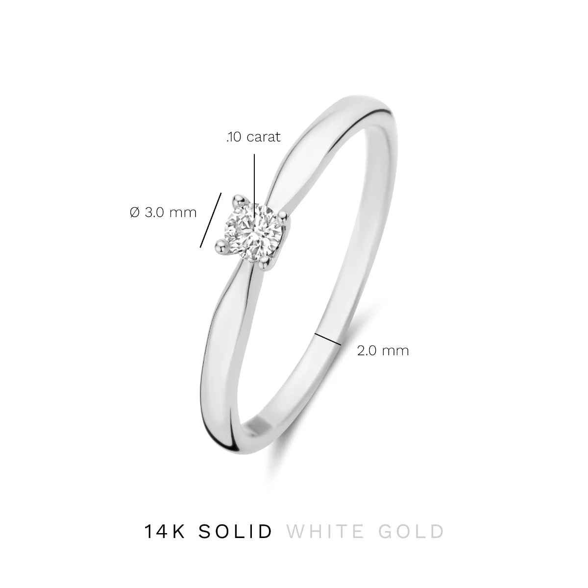 Isabel Bernard De la Paix Christine 14 karaat witgouden ring | diamant 0.10 ct | IBD330006-48 - Image 7
