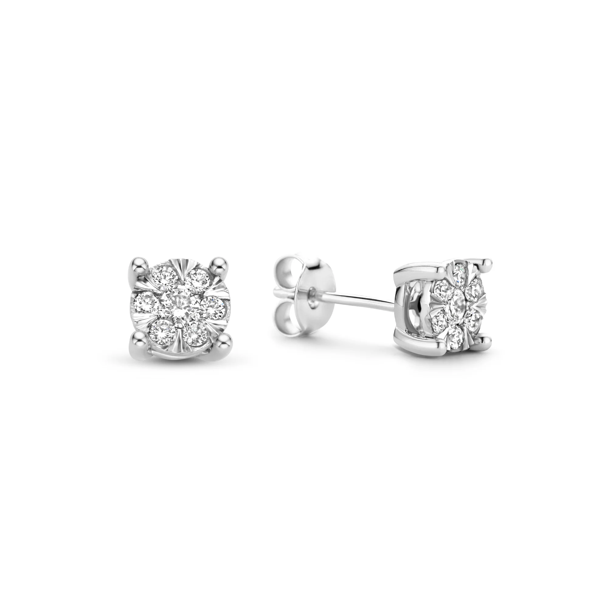 Isabel Bernard De la Paix Hanaé 14 karaat witgouden oorknoppen | diamant 0.28 ct | IBD360014