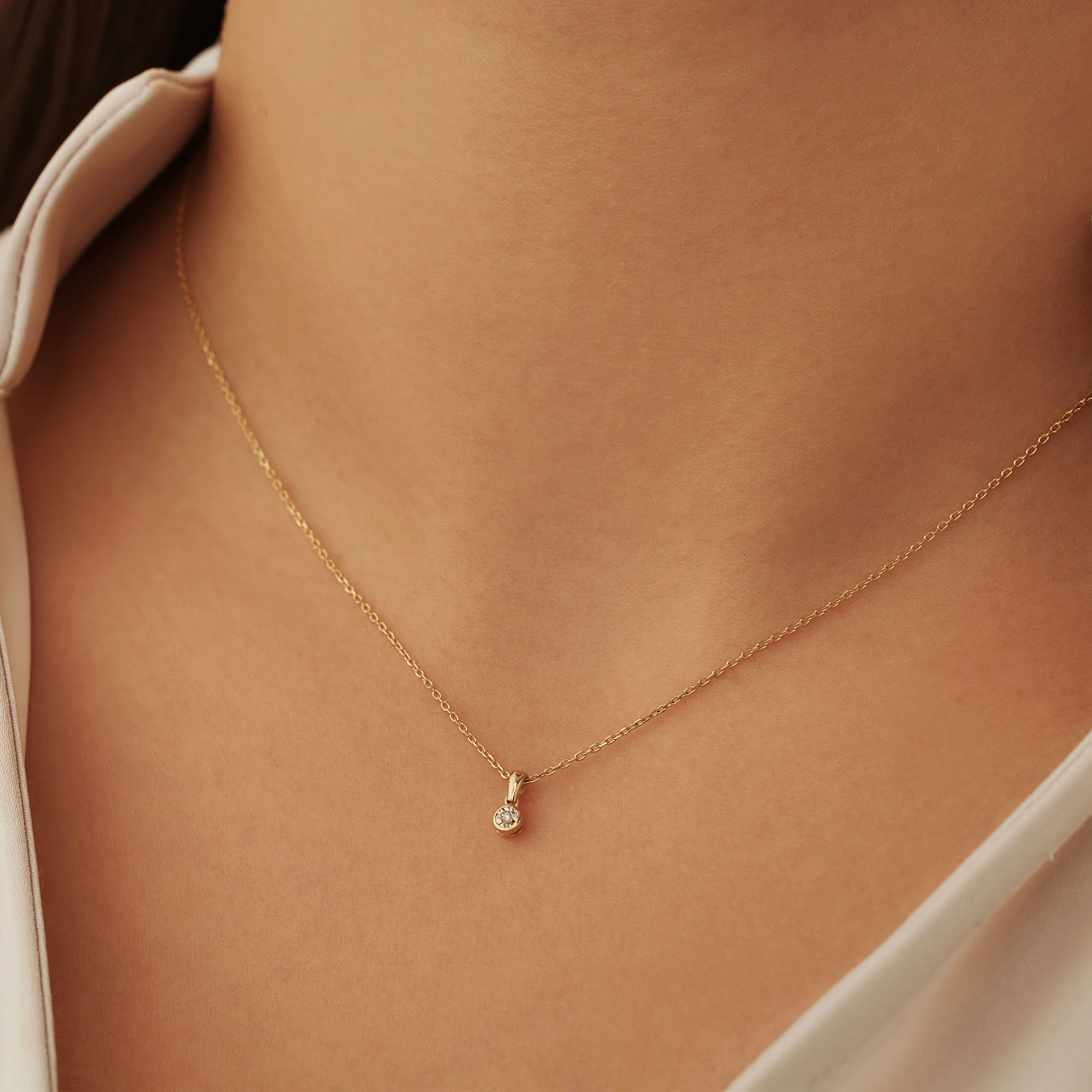 Isabel Bernard De La Paix Inaya 14 Karaat Gouden Collier | Diamant 0.01 ct | IBD350021 - Image 3