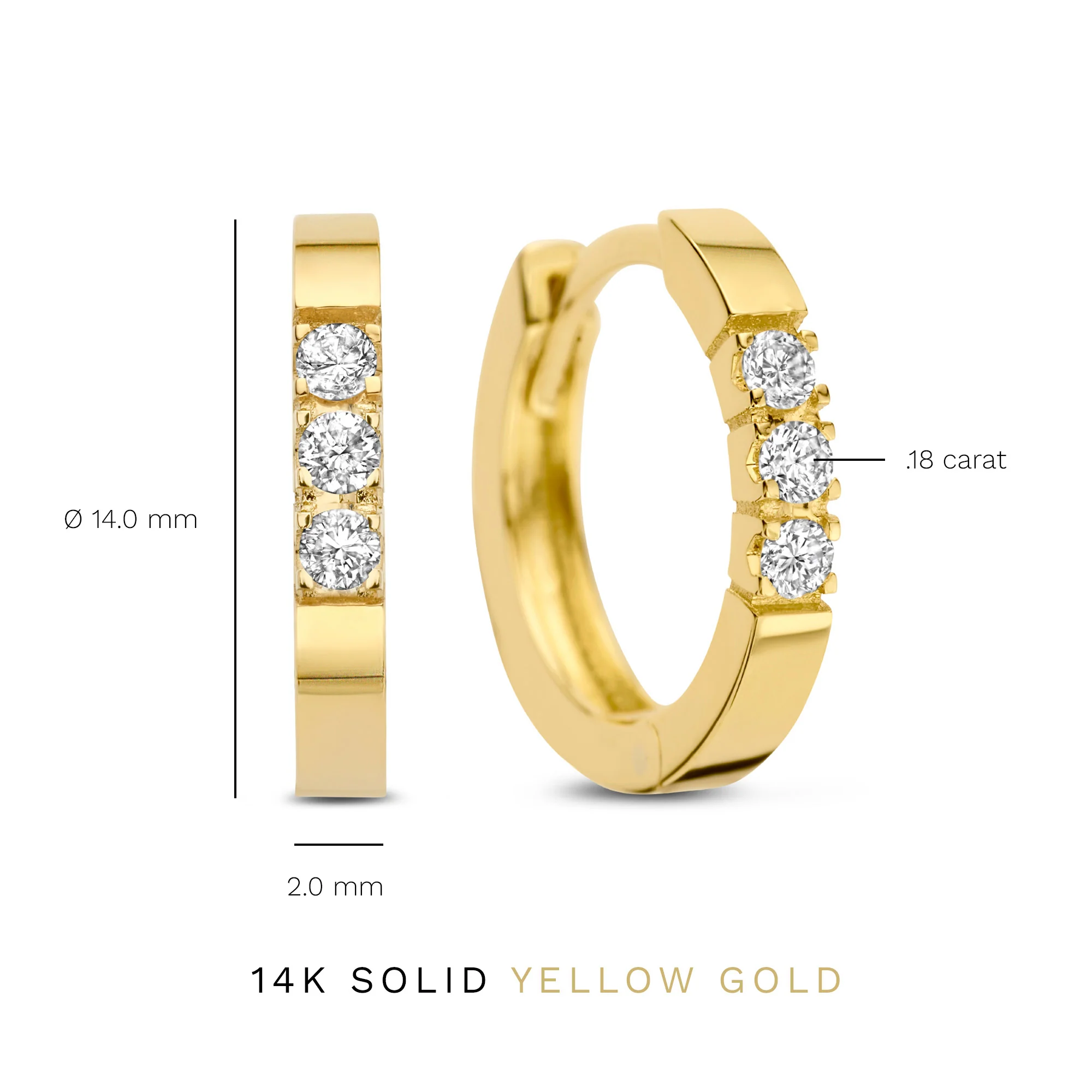 Isabel Bernard De la Paix Madeline 14 karaat gouden oorringen | diamant 0.15 ct | IBD360018 - Image 7
