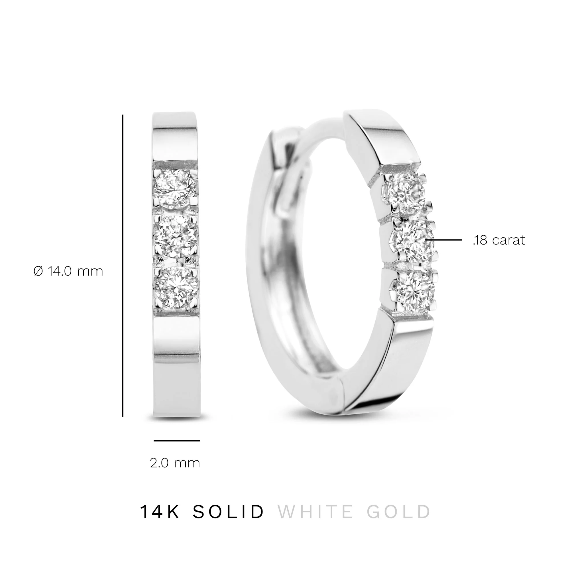 Isabel Bernard De la Paix Madeline 14 karaat witgouden oorringen | diamant 0.15 ct | IBD360017 - Image 9