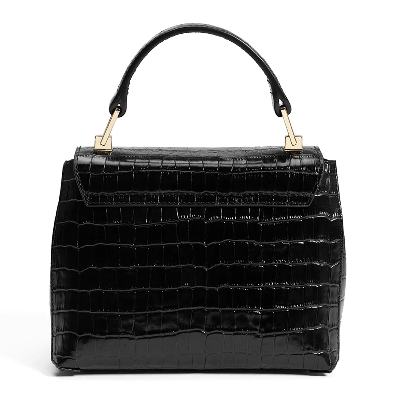 Isabel Bernard Femme Forte Heline Croco Zwarte Handtas van Kalfsleer IB21037 - Image 6