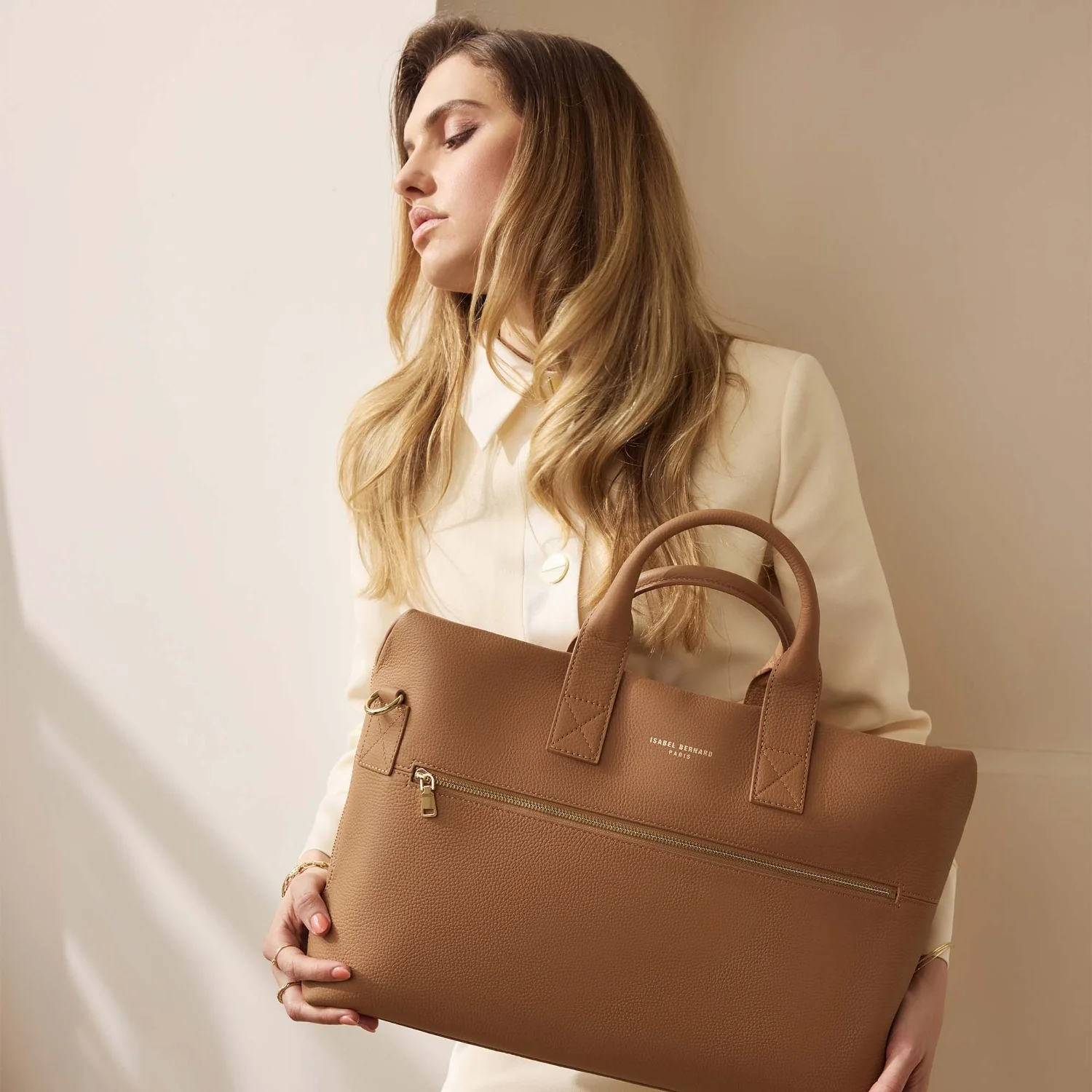 Isabel Bernard Honoré Anique Camel Kalfsleren Handtas IB25062 - Image 2