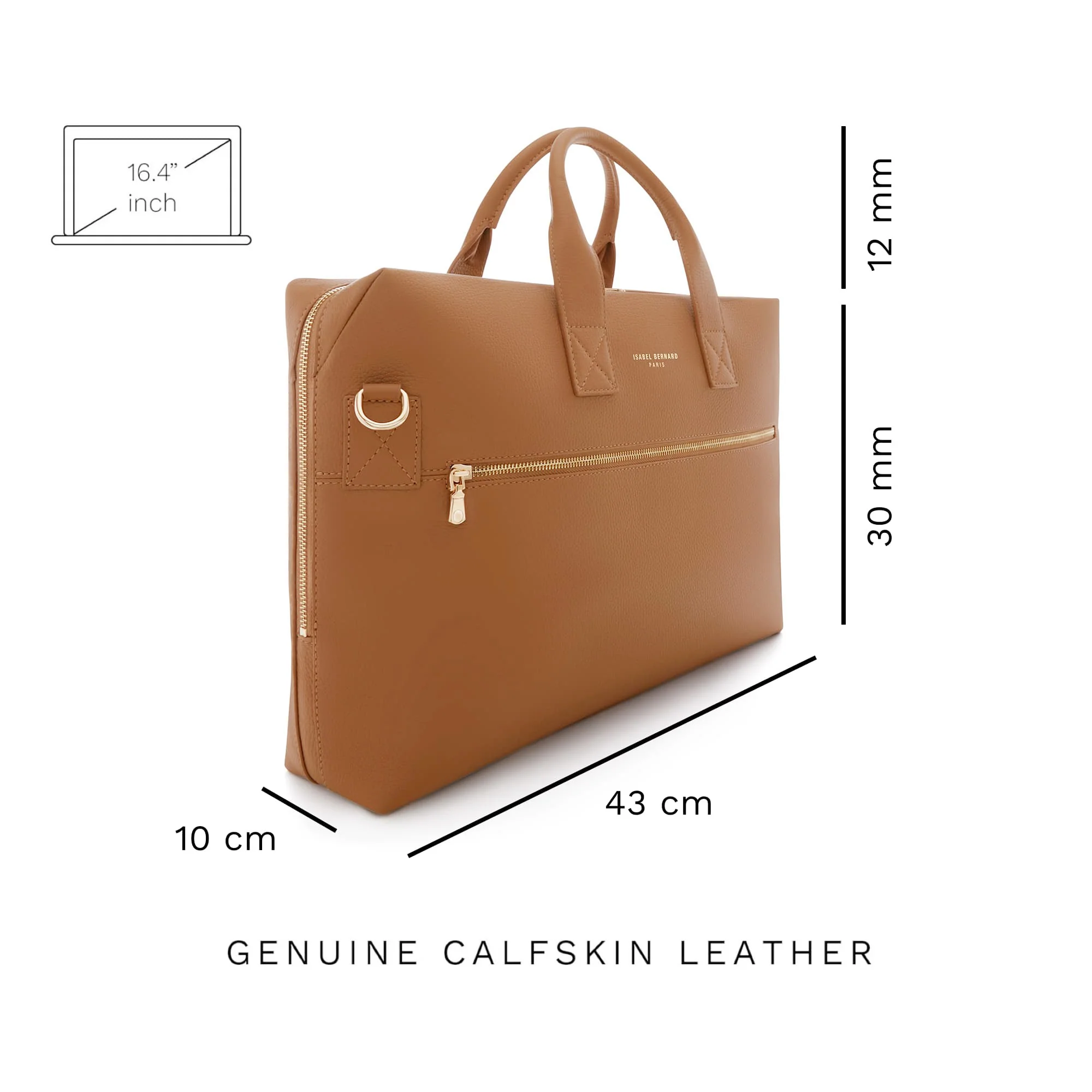Isabel Bernard Honoré Anique Camel Kalfsleren Handtas IB25062 - Image 8