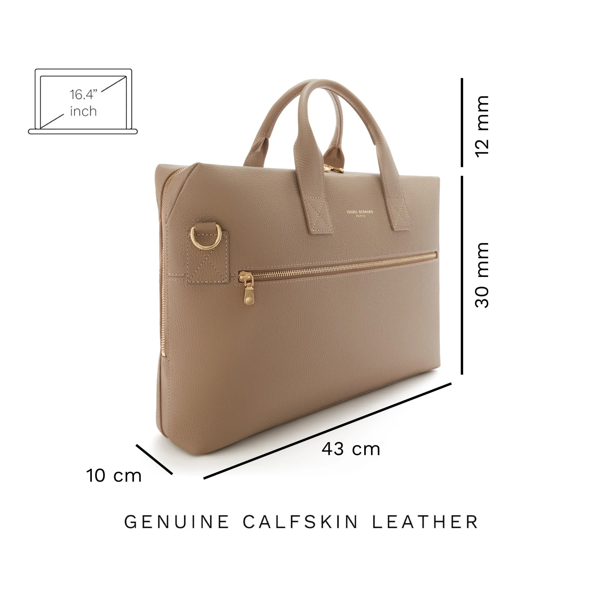 Isabel Bernard Honoré Anique Taupe Kalfsleren Handtas IB25070 - Image 7