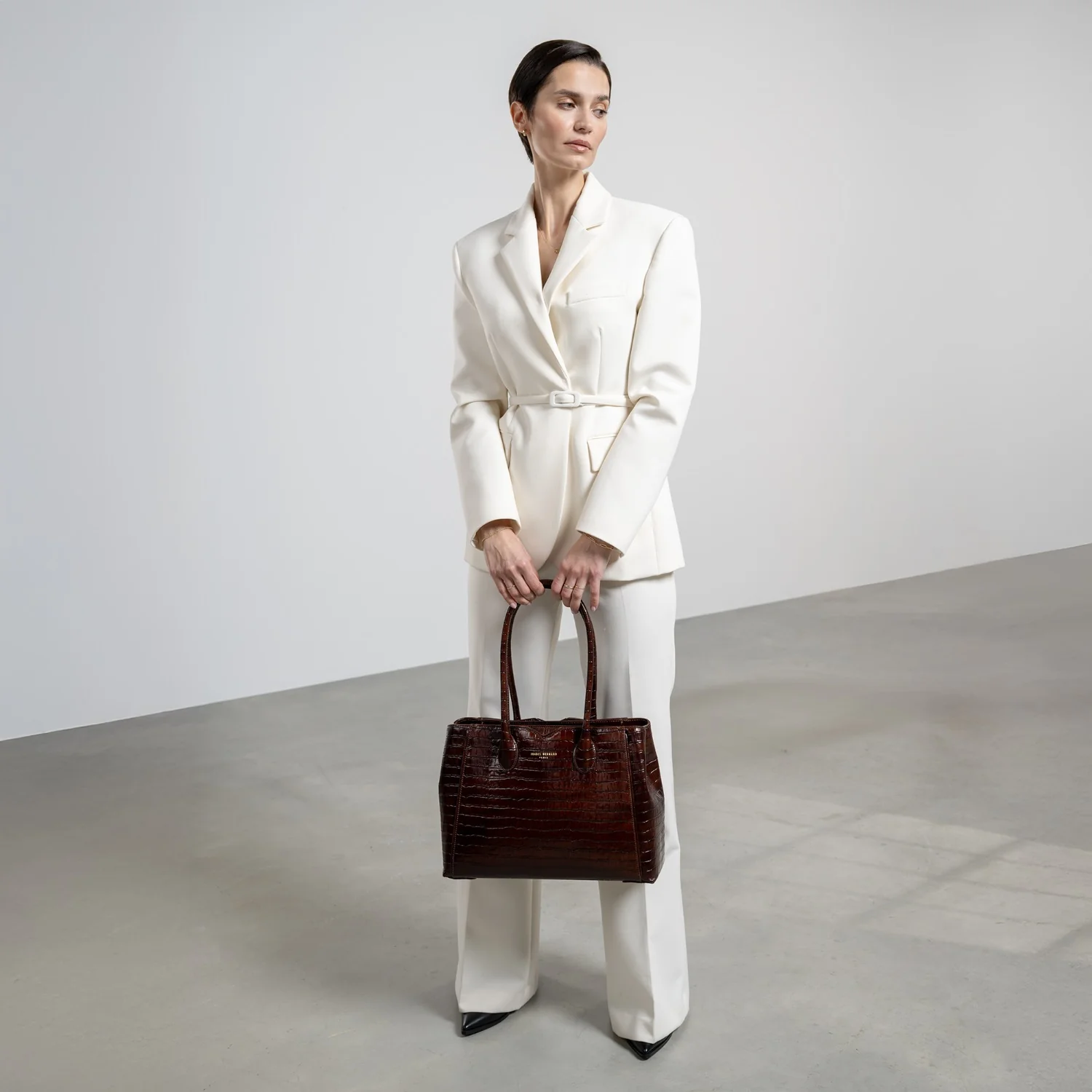 Isabel Bernard Honoré Cloe Croco Bruine Handtas IB25006 - Image 3