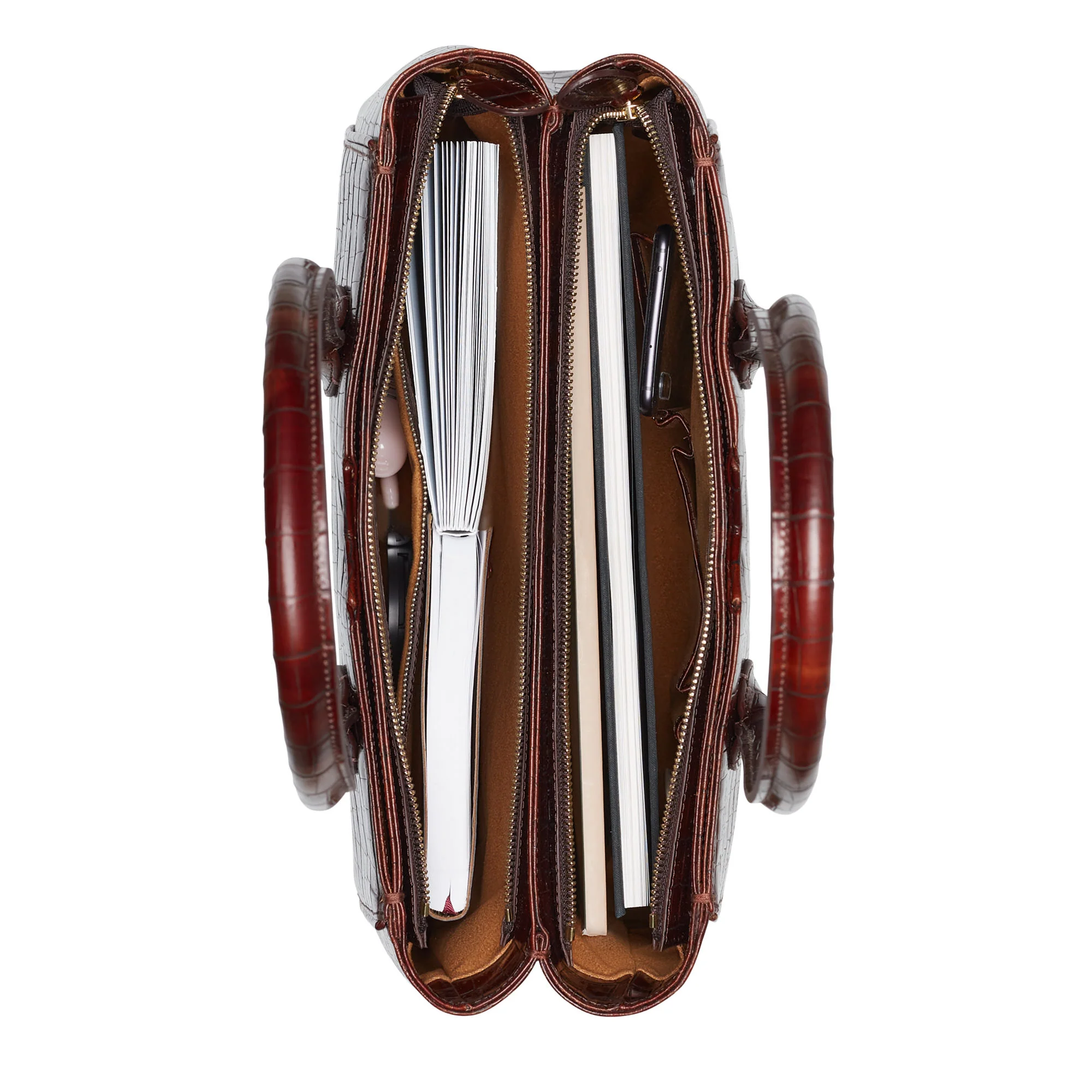 Isabel Bernard Honoré Cloe Croco Bruine Handtas IB25006 - Image 8