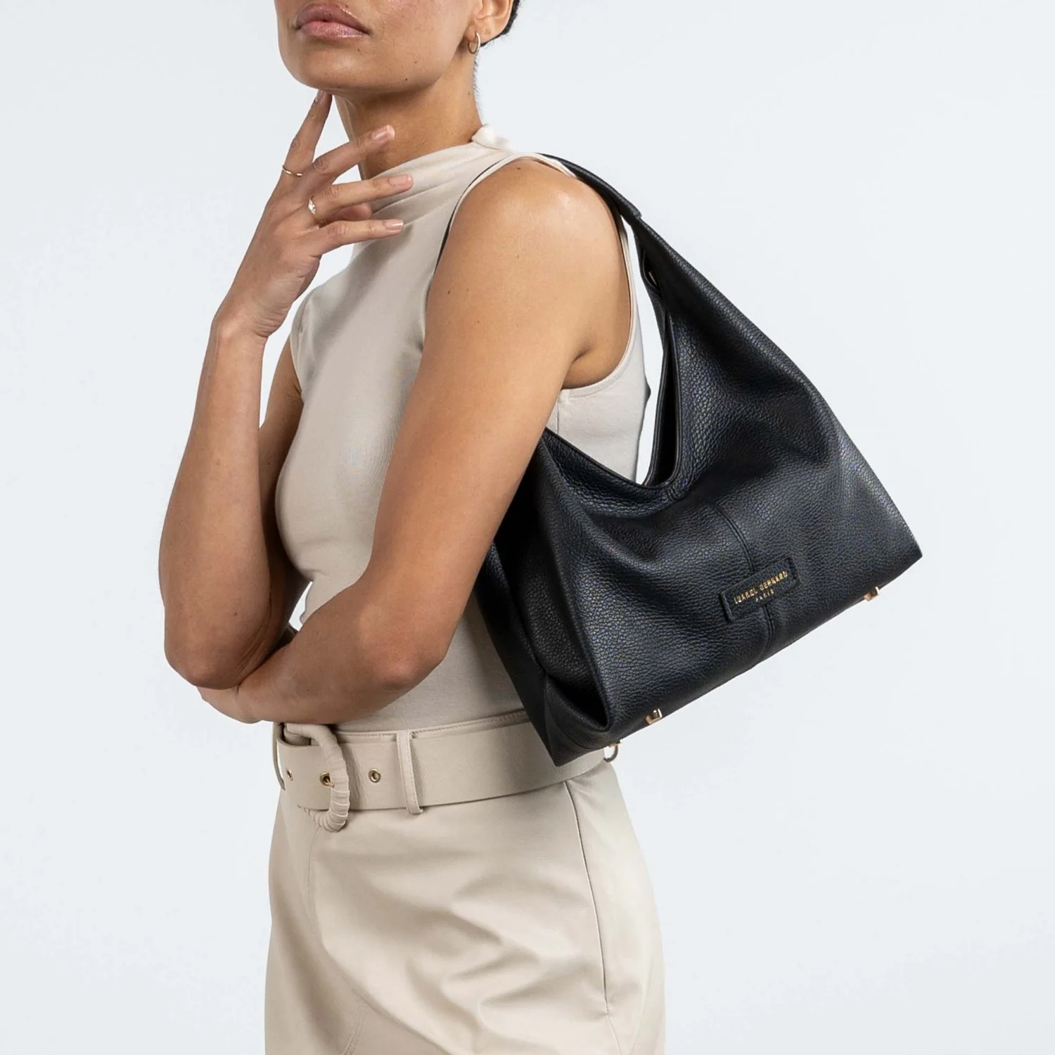 Isabel Bernard Honoré Grace mini zwarte leren handtas van kalfsleer IB21132-001 - Image 3