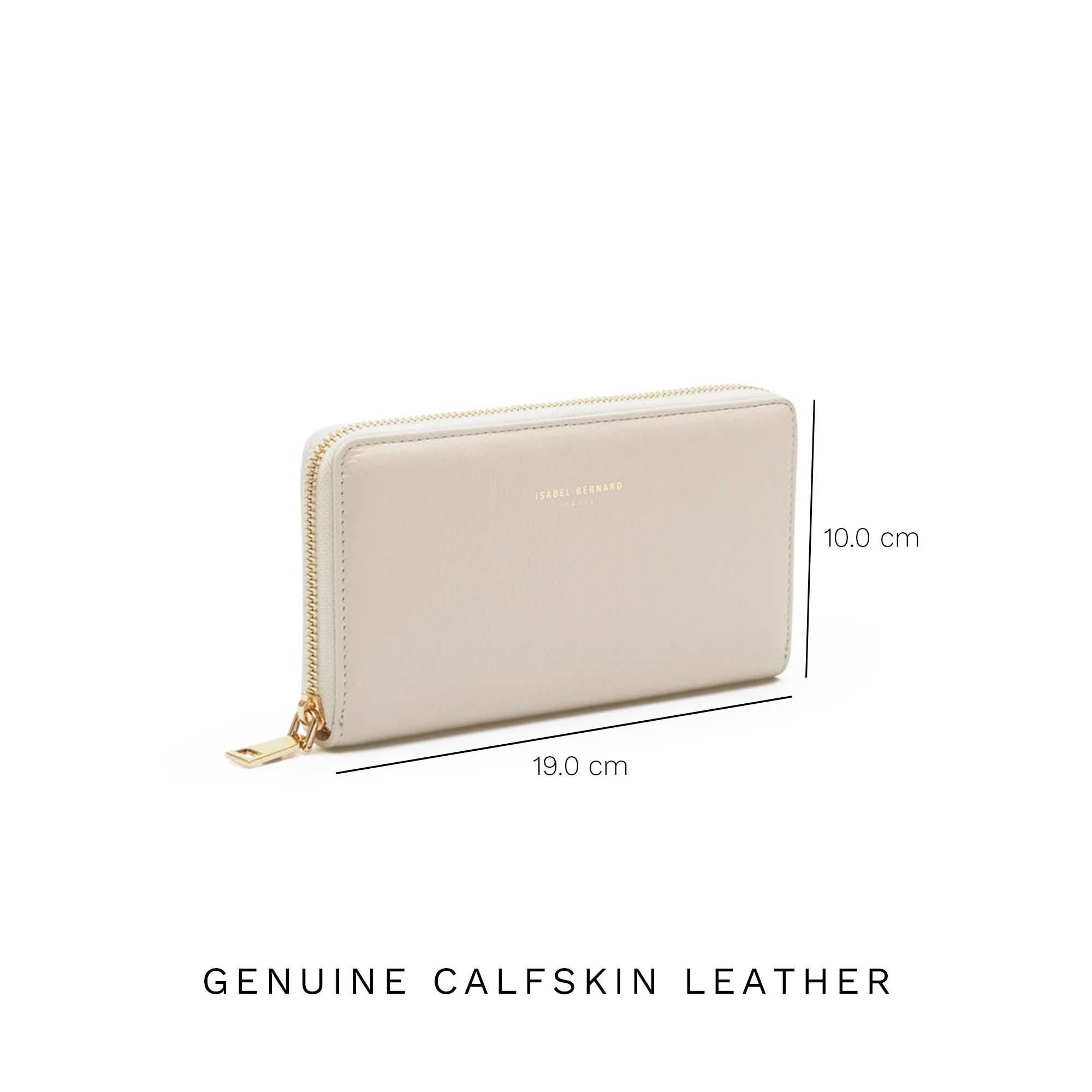 Isabel Bernard Honoré Léa Beige Kalfsleren Ritsportemonnee IB23012 - Image 7