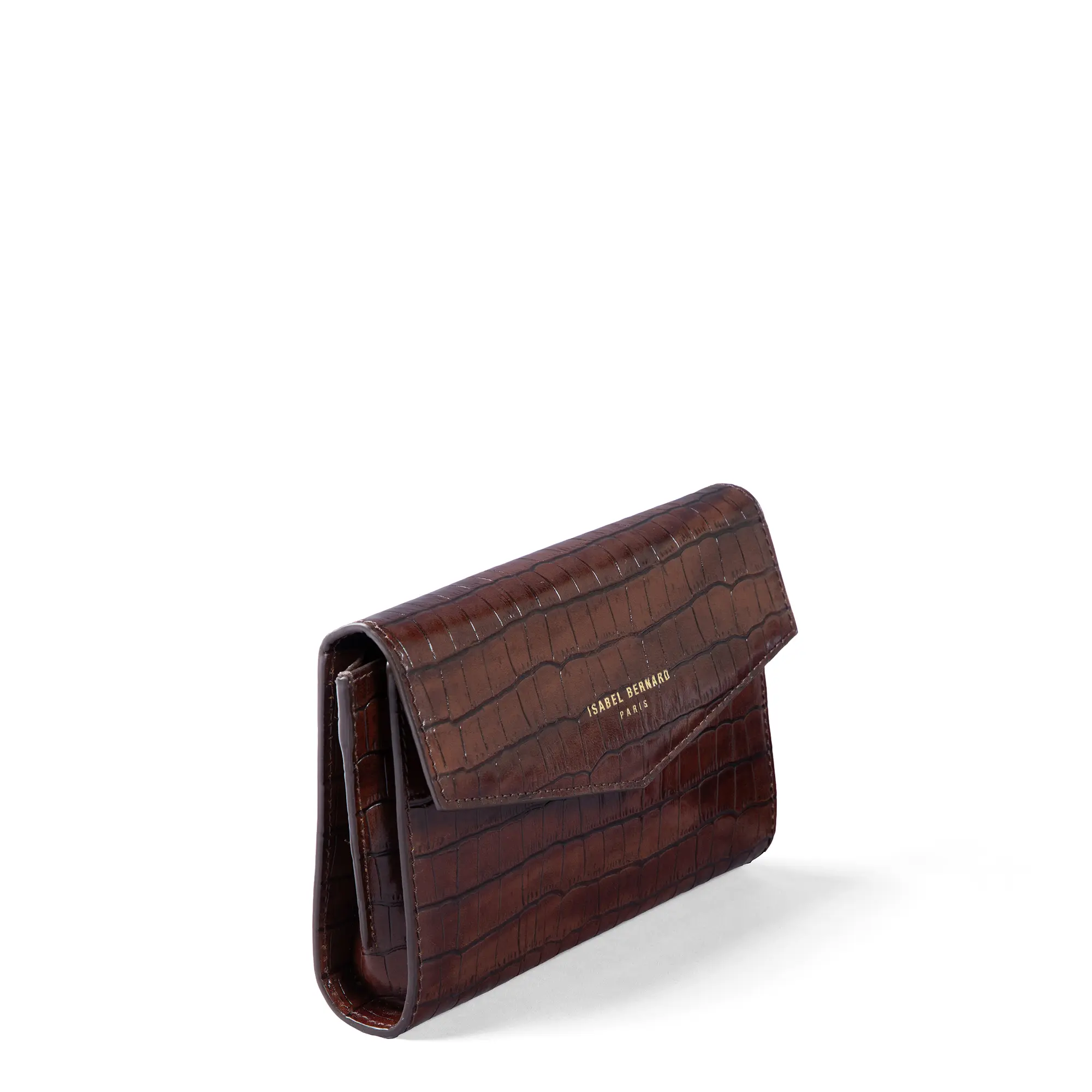 Isabel Bernard Honoré Lina Croco Bruine Clutch Met Afneembare Schouderketting IB21135-230 - Image 6