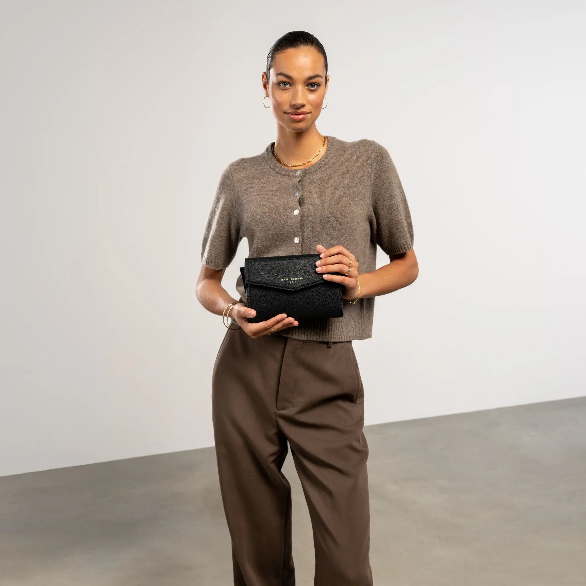 Isabel Bernard Honoré Lina Zwarte Clutch Met Afneembare Schouderketting IB21135-001 - Image 2