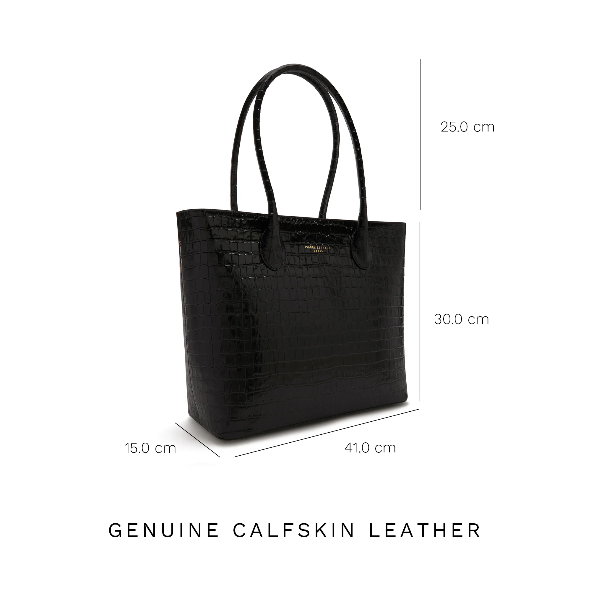 Isabel Bernard Honoré Lysanne Croco Zwarte Kalfsleren Shopper IB25024 - Image 9