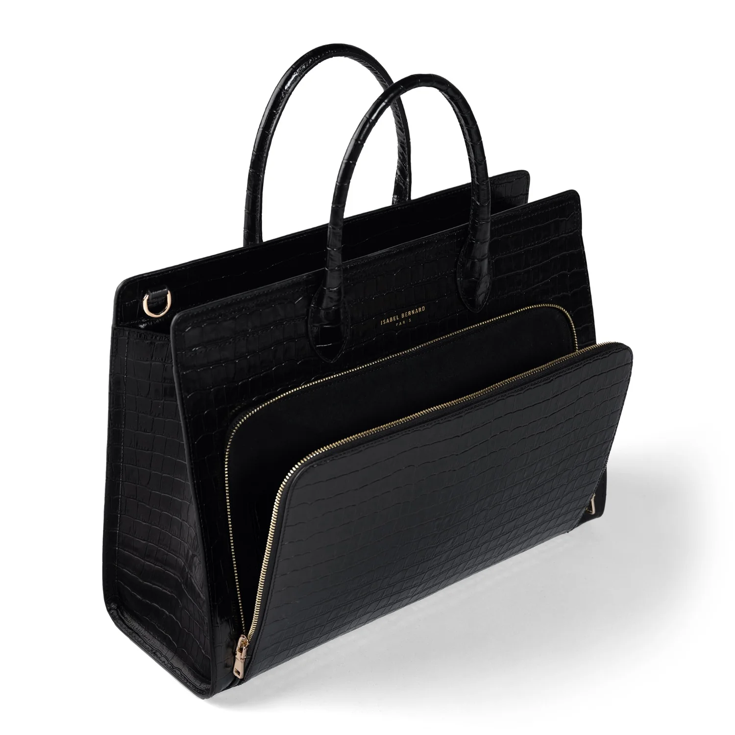 Isabel Bernard Honoré Nadine Zwarte Croco Handtas van Kalfsleer IB25033 - Image 8