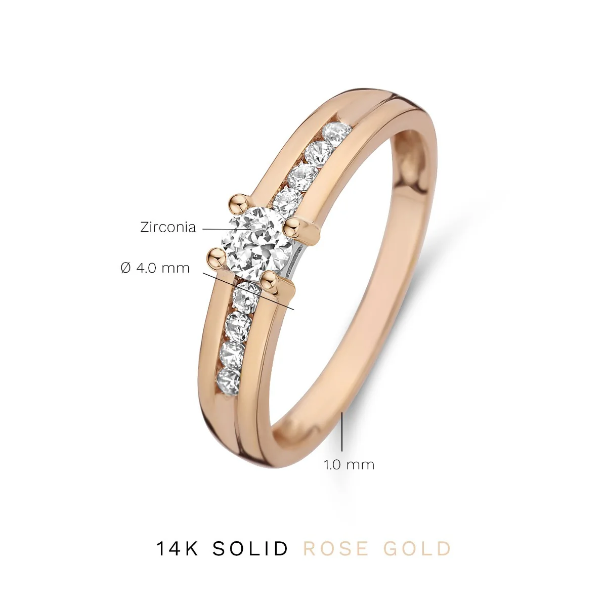 Isabel Bernard La Concorde Estee 14 Karaat Rosé Gouden Ring IB330075-50 (Maat: 50) - Image 6