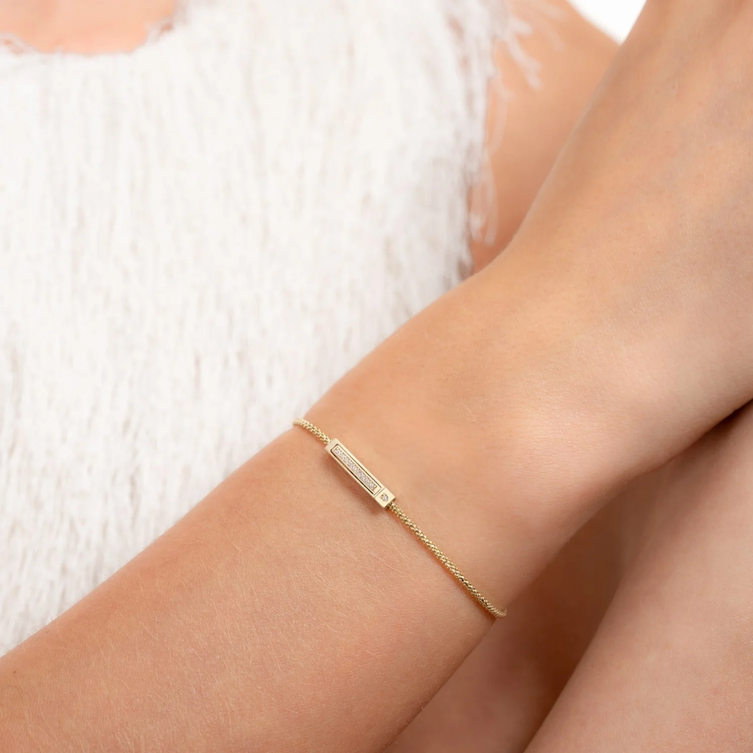 Isabel Bernard Le Marais Liaison 14 karaat gouden armband met zirkonia steentjes IB320154 - Image 2