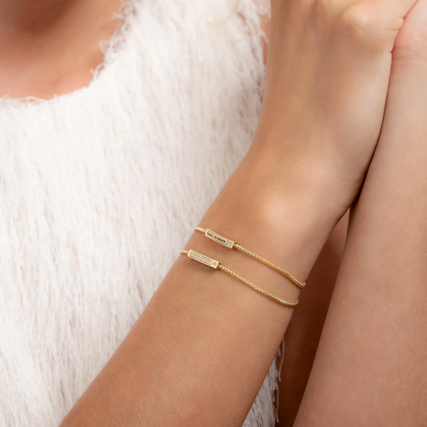 Isabel Bernard Le Marais Liaison 14 karaat gouden armband met zirkonia steentjes IB320154 - Image 4