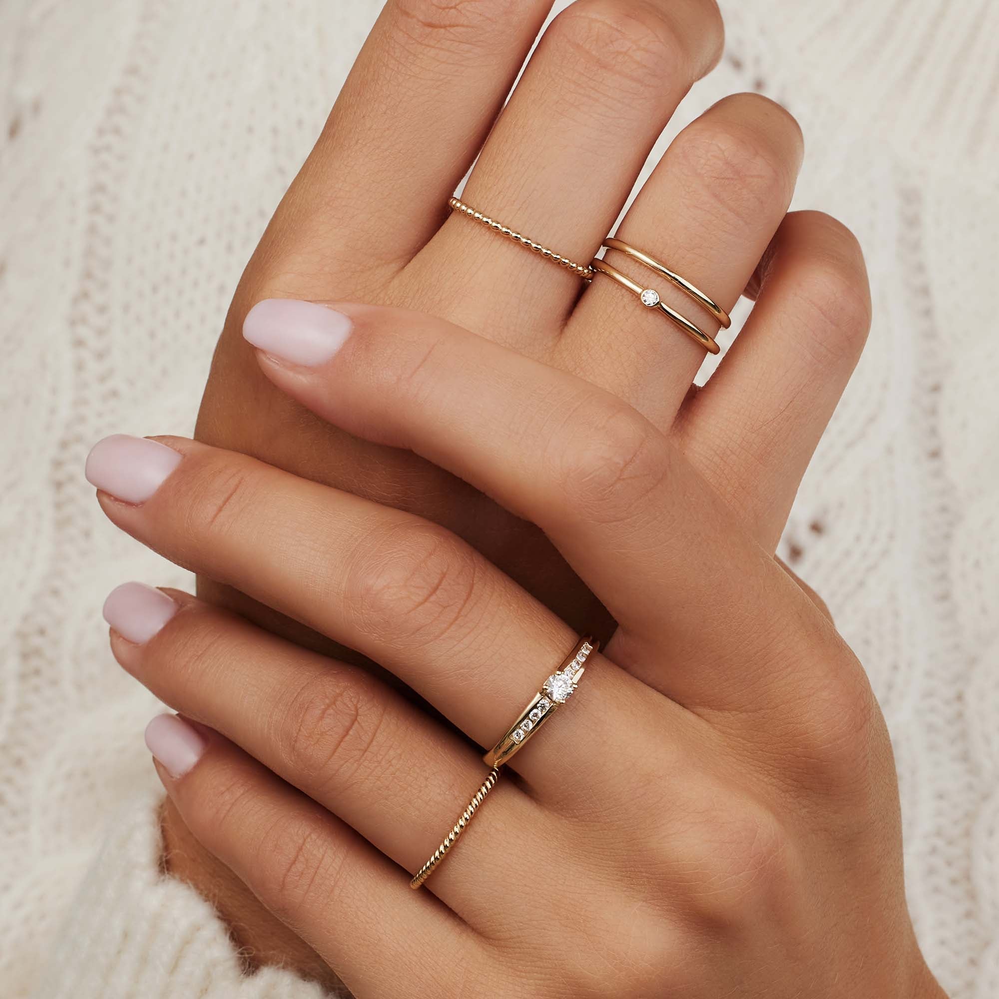 Isabel Bernard Rivoli Aélys 14 karaat gouden stacking ring IB330076-52 (Maat: 52) - Image 4