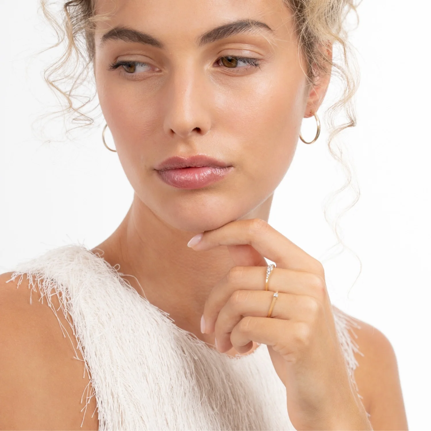 Isabel Bernard Rivoli Esme 14 Karaat Gouden Stacking Ring Met Zirkonia Steentjes IB330110-52 - Image 3